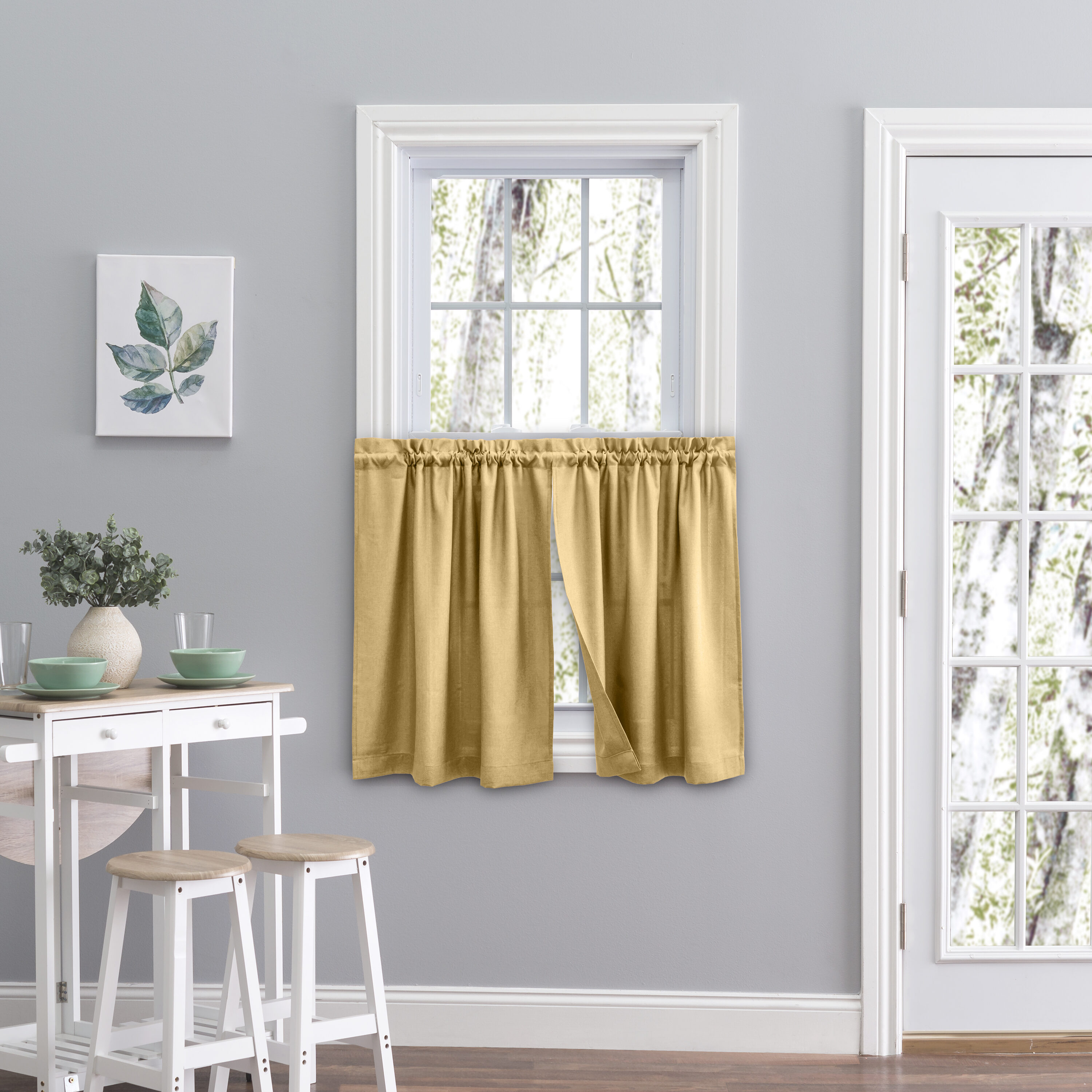 Ricardo Trading 03800-30-036-57 36-Inches Gold leaf Light filtering Rod pocket Curtain panel pair