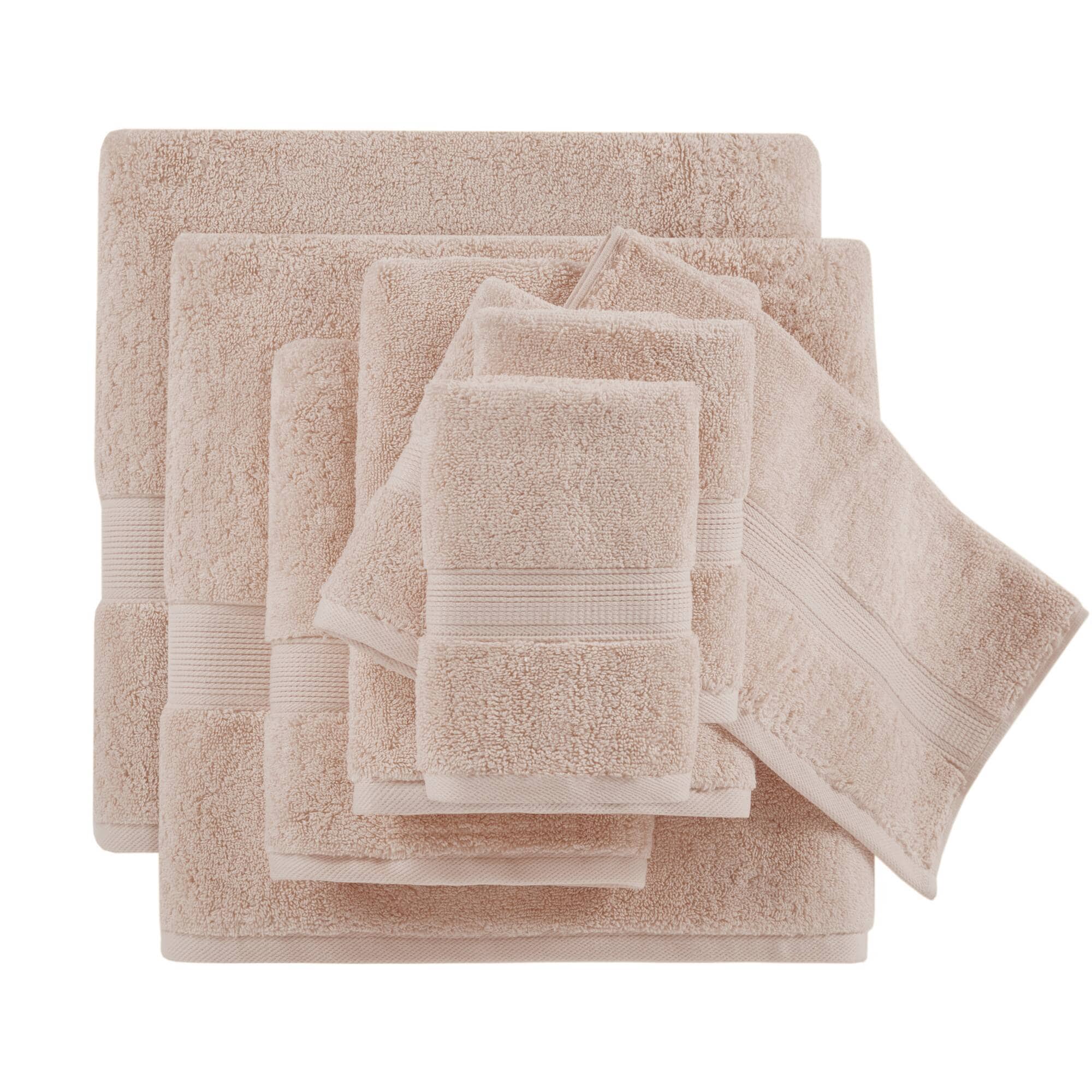 Madison Park Signature MPS73-321 8-Piece Blush Cotton Quick Dry Bath Towel Set (800 GSM)
