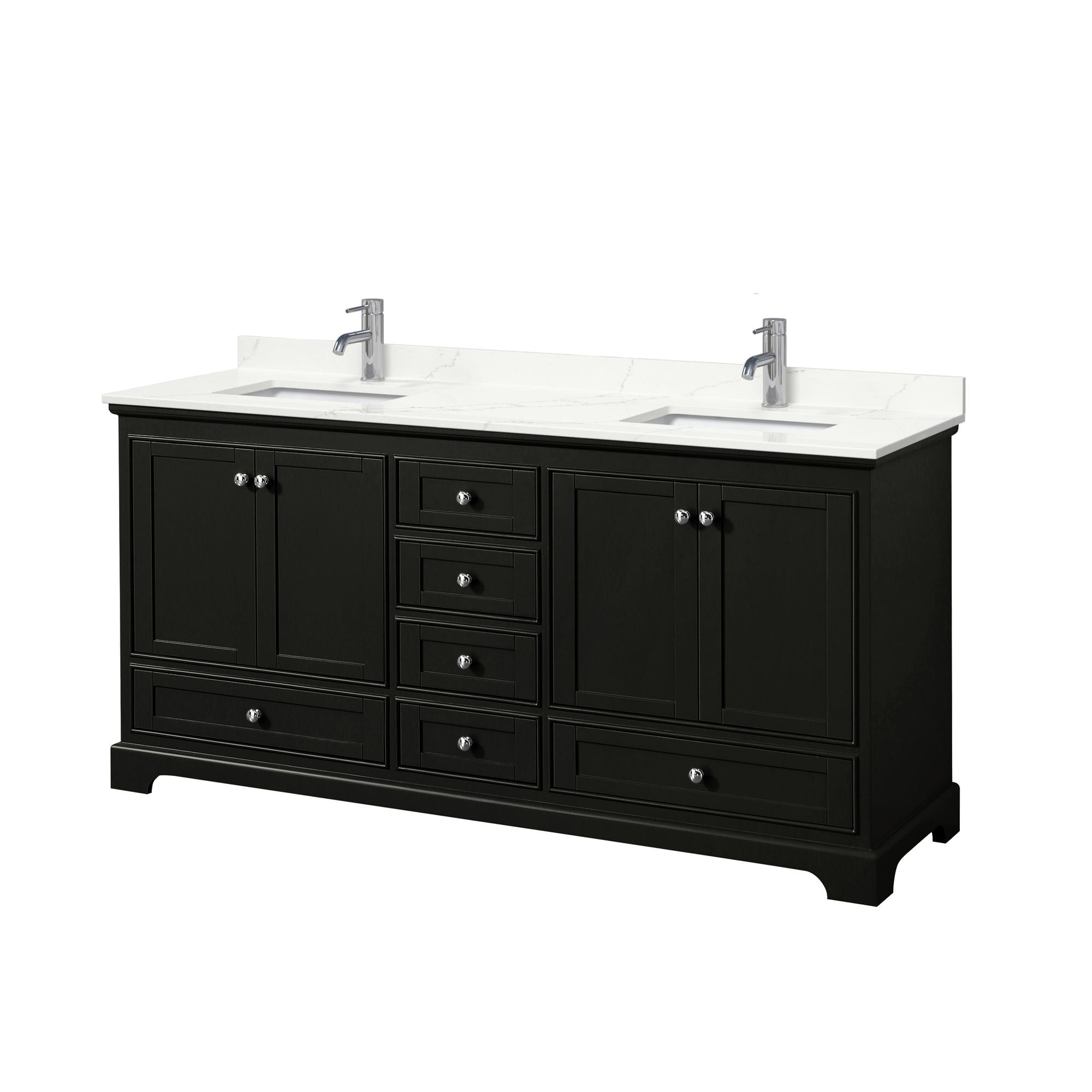 Wyndham Collection WCS202072DDEGTUNSMXX Deborah 72-in Dark Espresso Undermount Double Sink Bathroom Vanity with Giotto Quartz Top