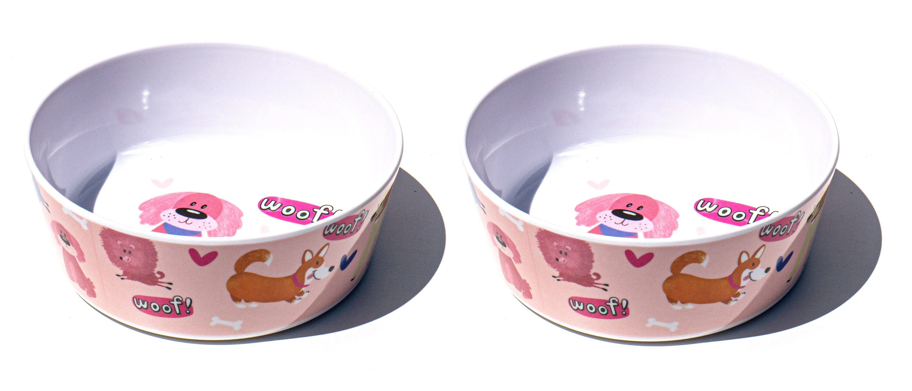 TarHong - Whimsy Dogs 12-oz Melamine Dog/Cat Bowl set 2 Bowls