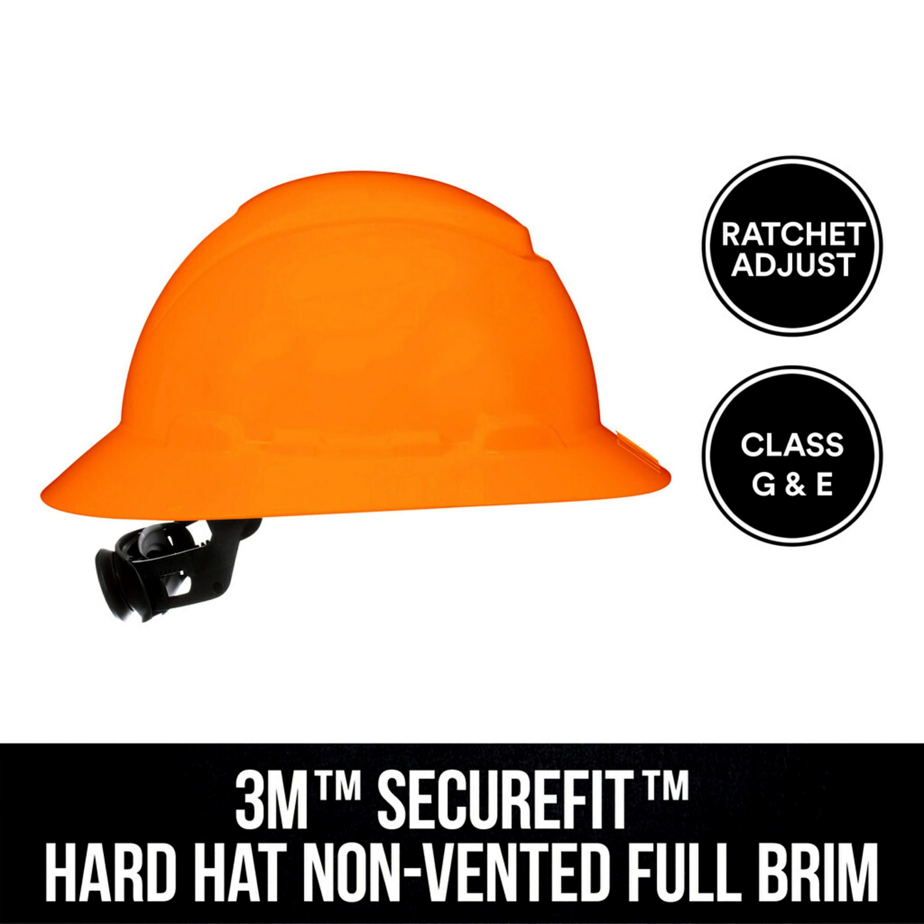 3M CHH-FB-R-O6-SL Full Brim Quick Adjusting Ratchet Type I Class G E Orange Hard Hat