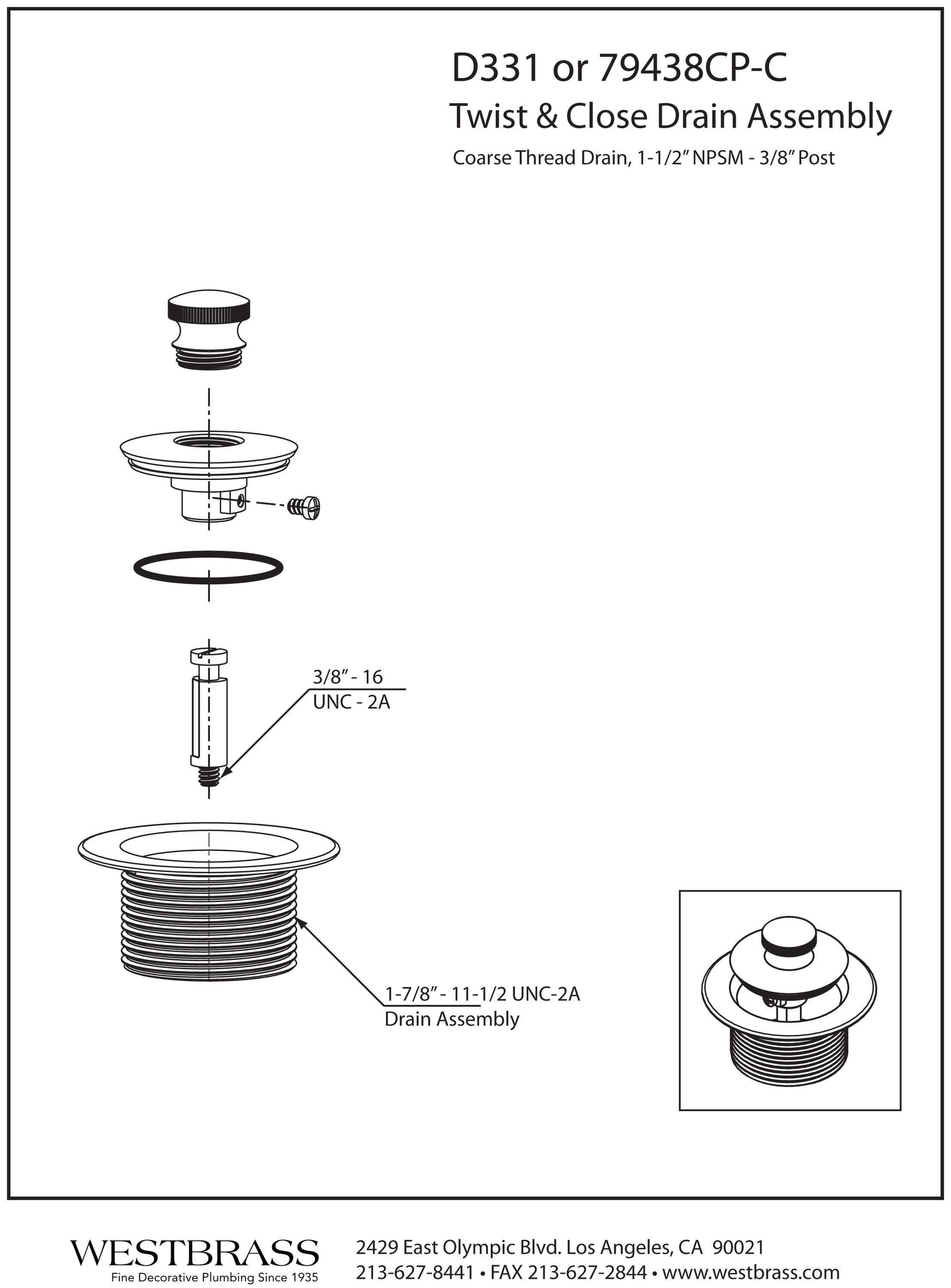 WESTBRASS D331-62 Tub-Drain-Accessories - View #2