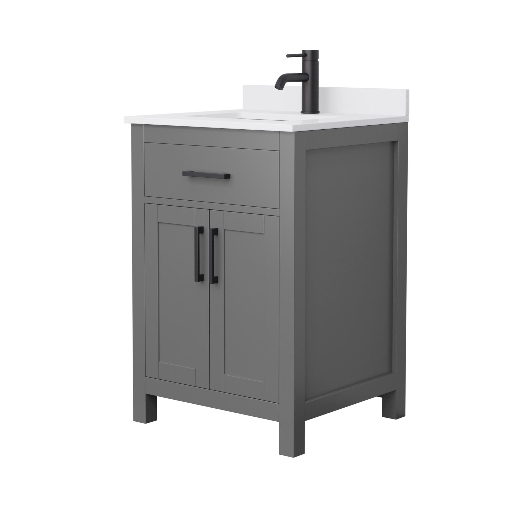 Beckett 24" Dark Gray Freestanding Bathroom Vanity with White Marble Top