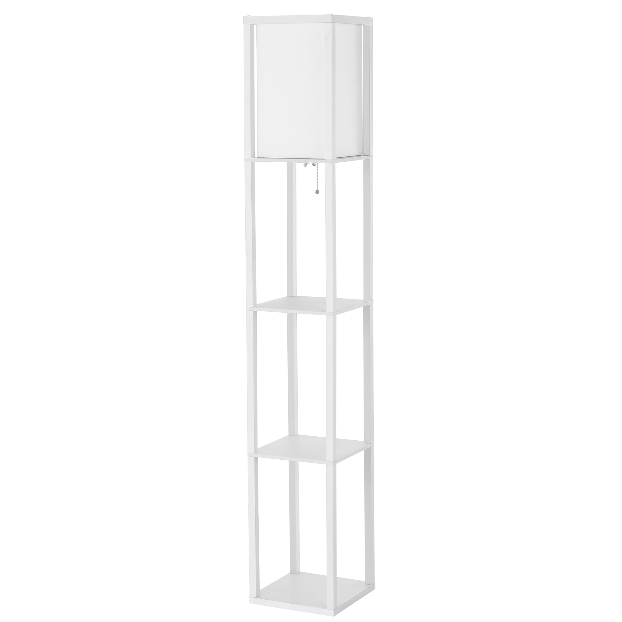 GETLEDEL LEPT-0601-WH 63-in White Shelf Floor Lamp with Fabric Shade
