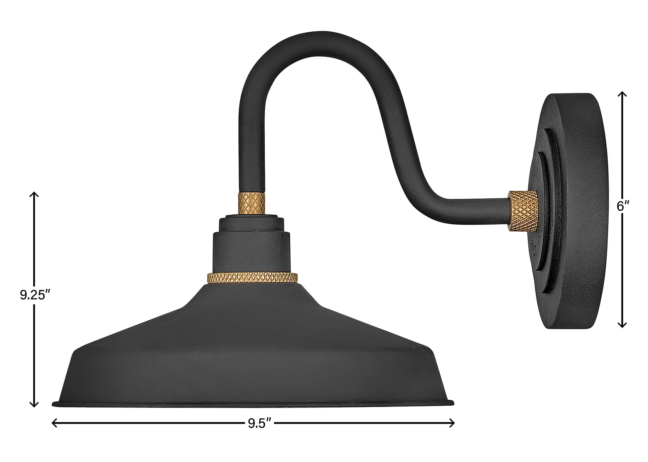 Textured Black Aluminum Outdoor Wall Sconce with Brass Accents