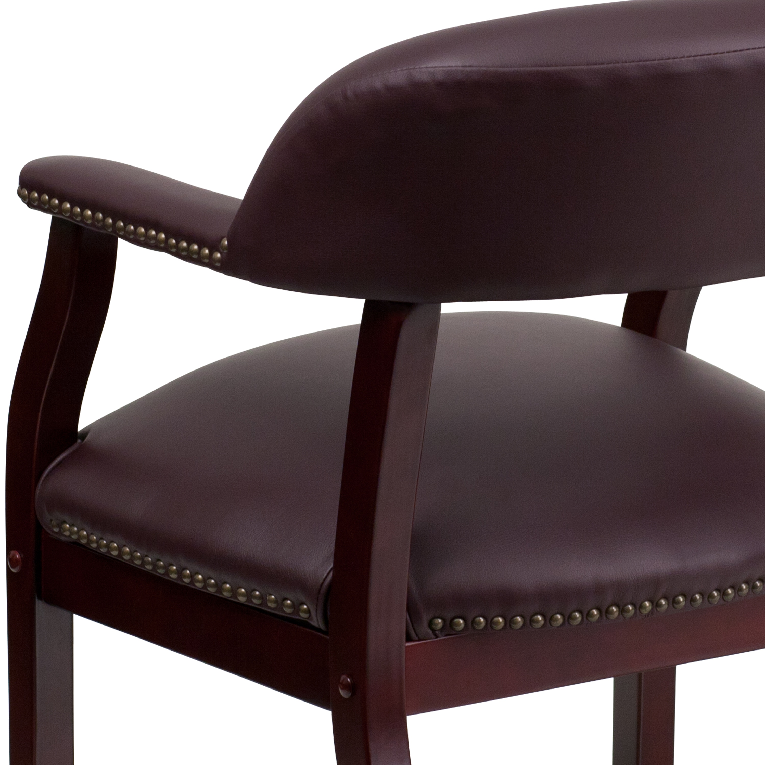 Burgundy LeatherSoft Traditional Office Chair with Brass Nail Trim