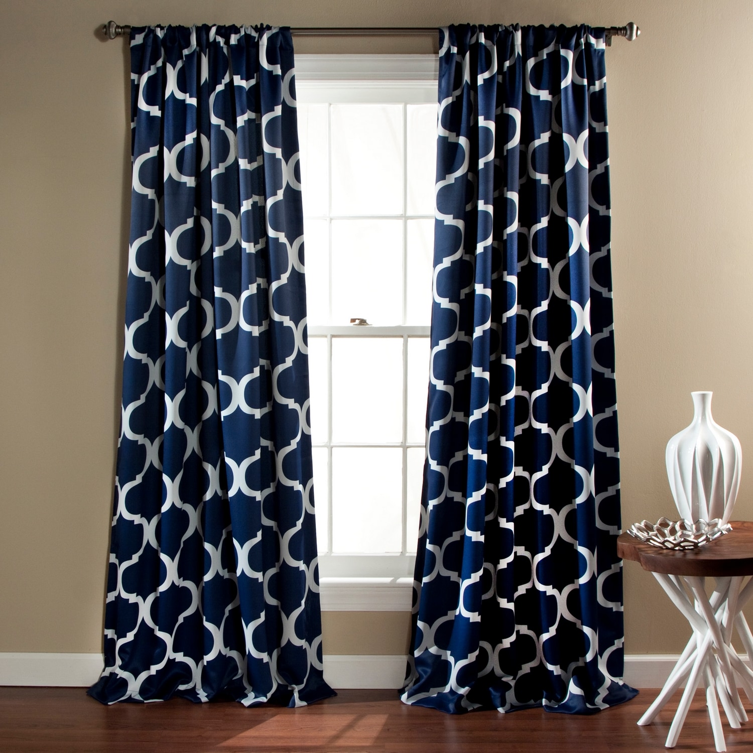 Lush Decor C21231P14-000 84-Inches Navy Room darkening Rod pocket Curtain panel pair