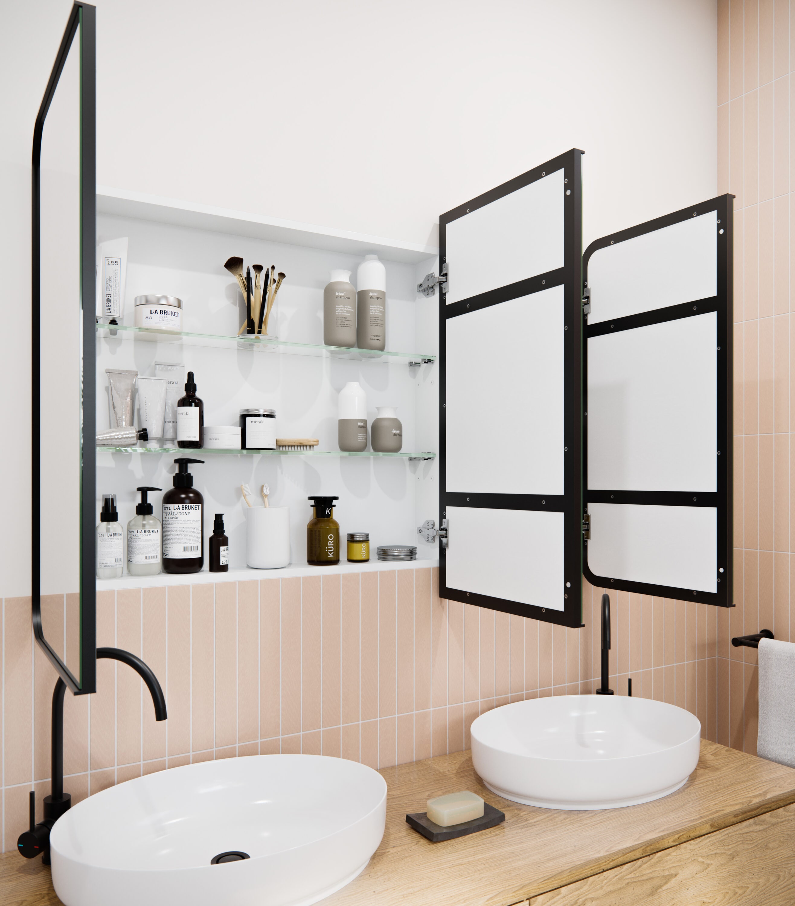 Glass Warehouse SC3-SQ-48X32-B Bathroom-Medicine-Cabinets - View #5