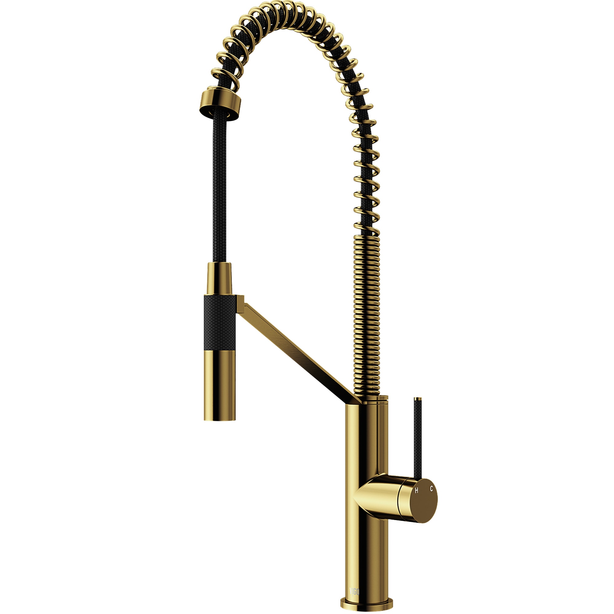 VIGO VG02027MG Livingston Matte Brushed Gold Single Handle Deck-mount Pull-down Kitchen Faucet with Sprayer