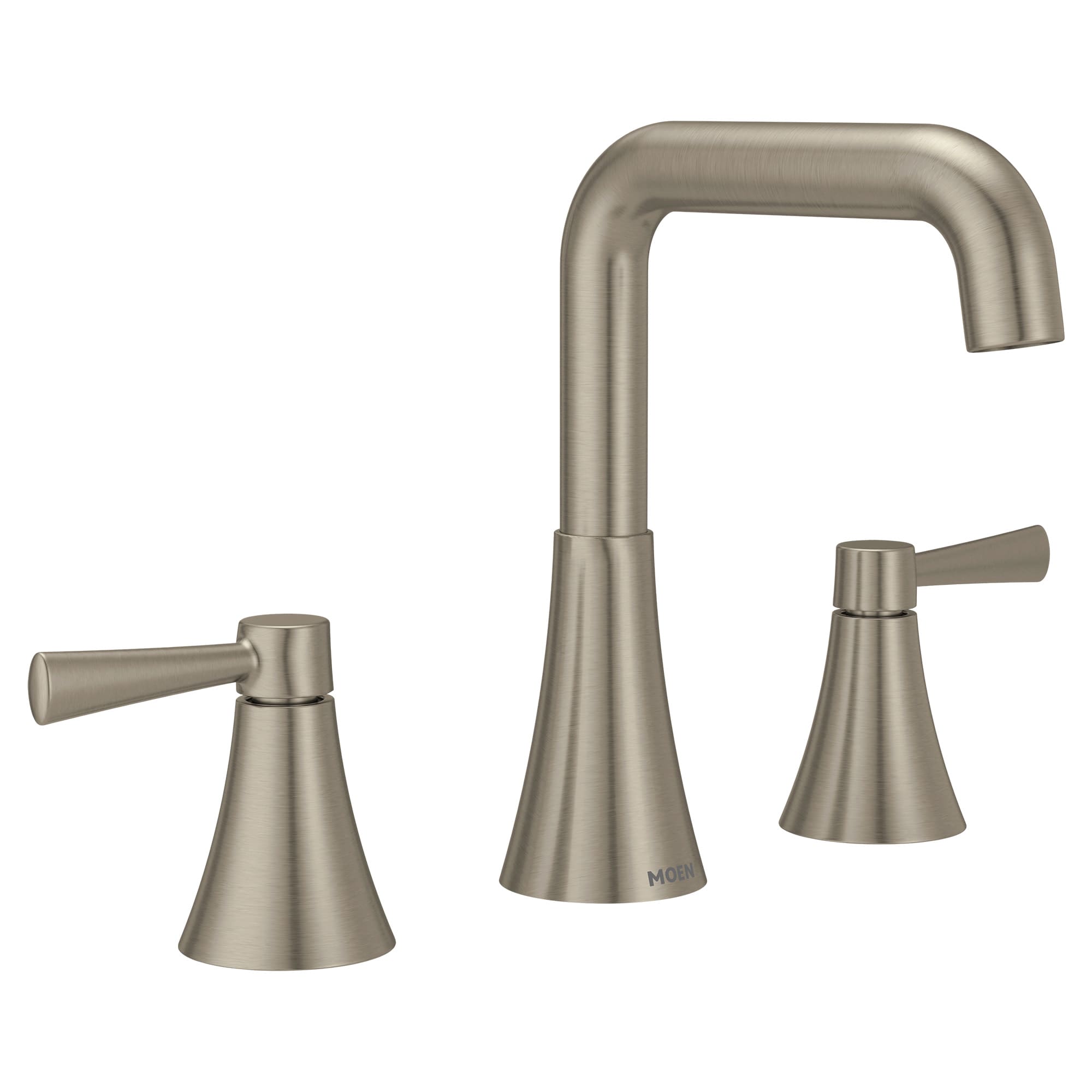 Moen 84026SRN Ronan Spot Resist Brushed Nickel Widespread 2-handle WaterSense High-arc Residential Handle Bathroom Sink Faucet with Drain
