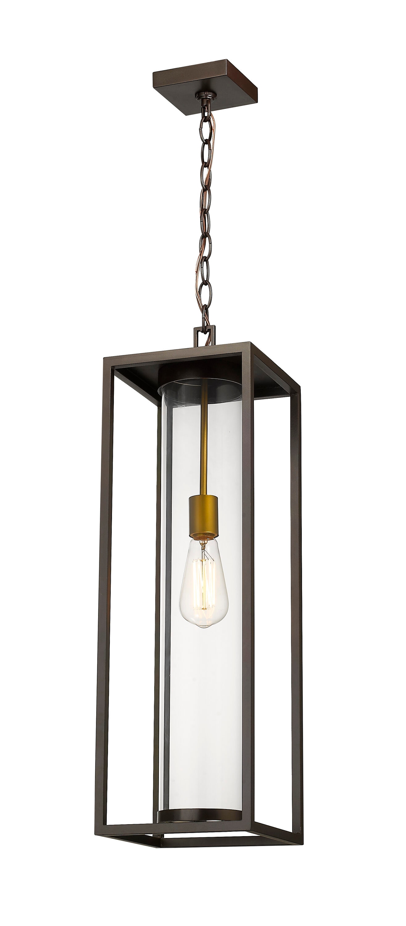Z-Lite 584CHB-DBZ-OBS Dunbroch Deep Bronze + Outdoor Brass Industrial Clear glass Linear Large Outdoor Hanging Pendant light