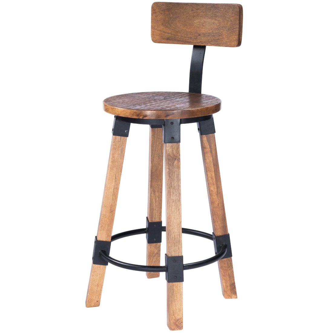 HomeRoots 4000389152 Natural Wood Tall Metal Backless Bar Stool