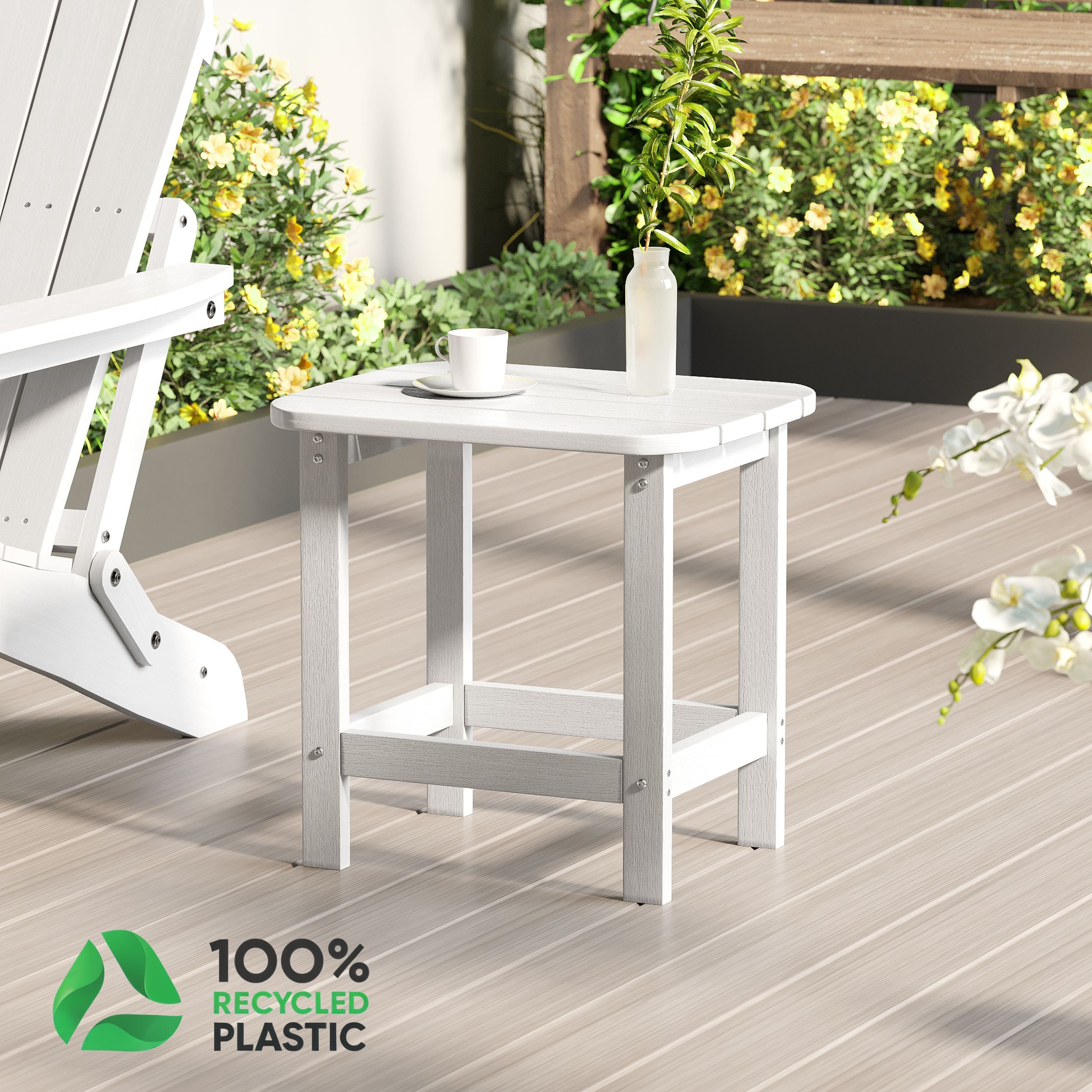 ACEGOSES LW-ETA-E14WT Patio End Table Rectangle Outdoor End Table 15-in W x 18.7-in L