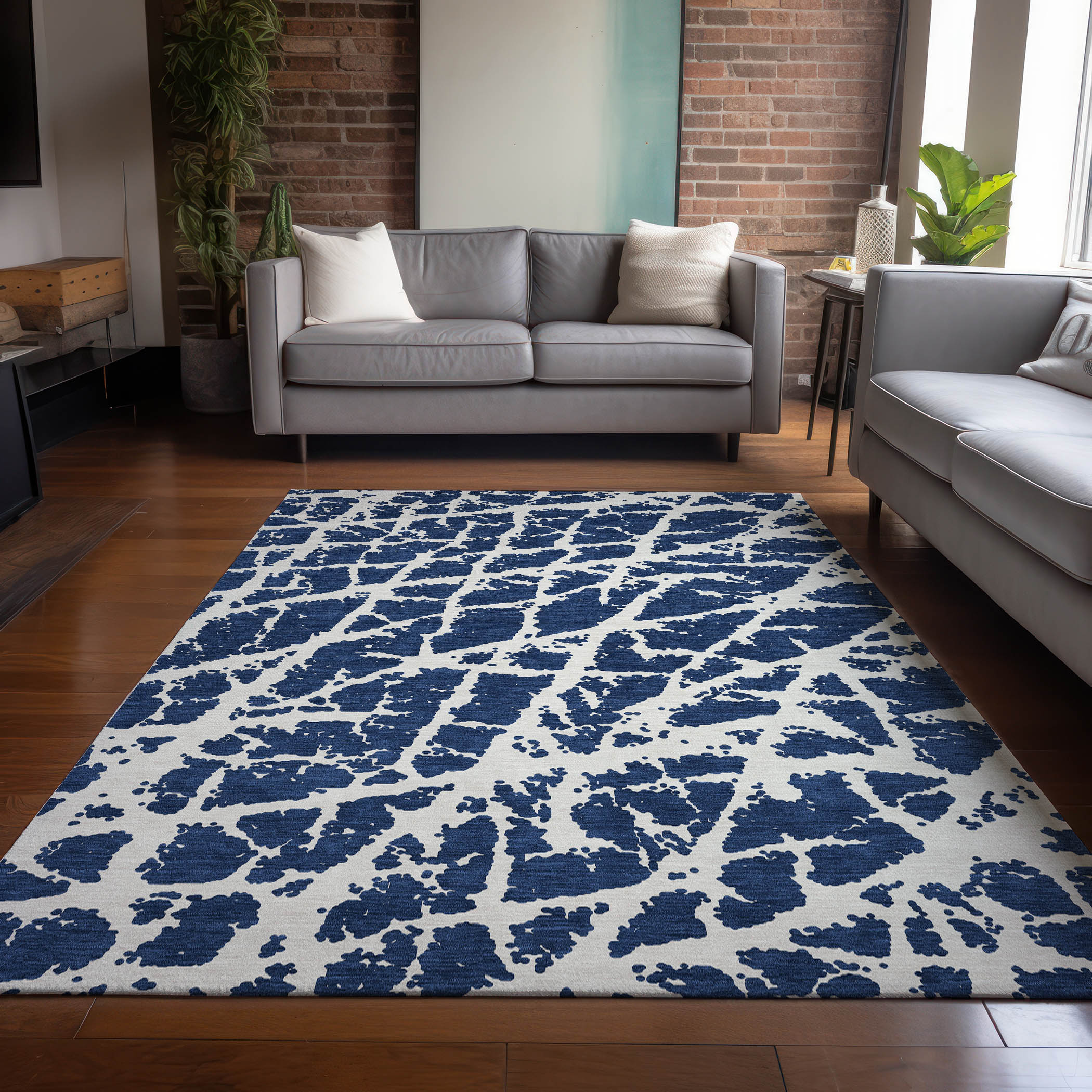 Addison Rugs ACN501NA8X10 Chantille ACN501NA 8 x 10 (ft) Polyester Navy Rectangular Indoor/Outdoor Geometric Machine washable Area rug