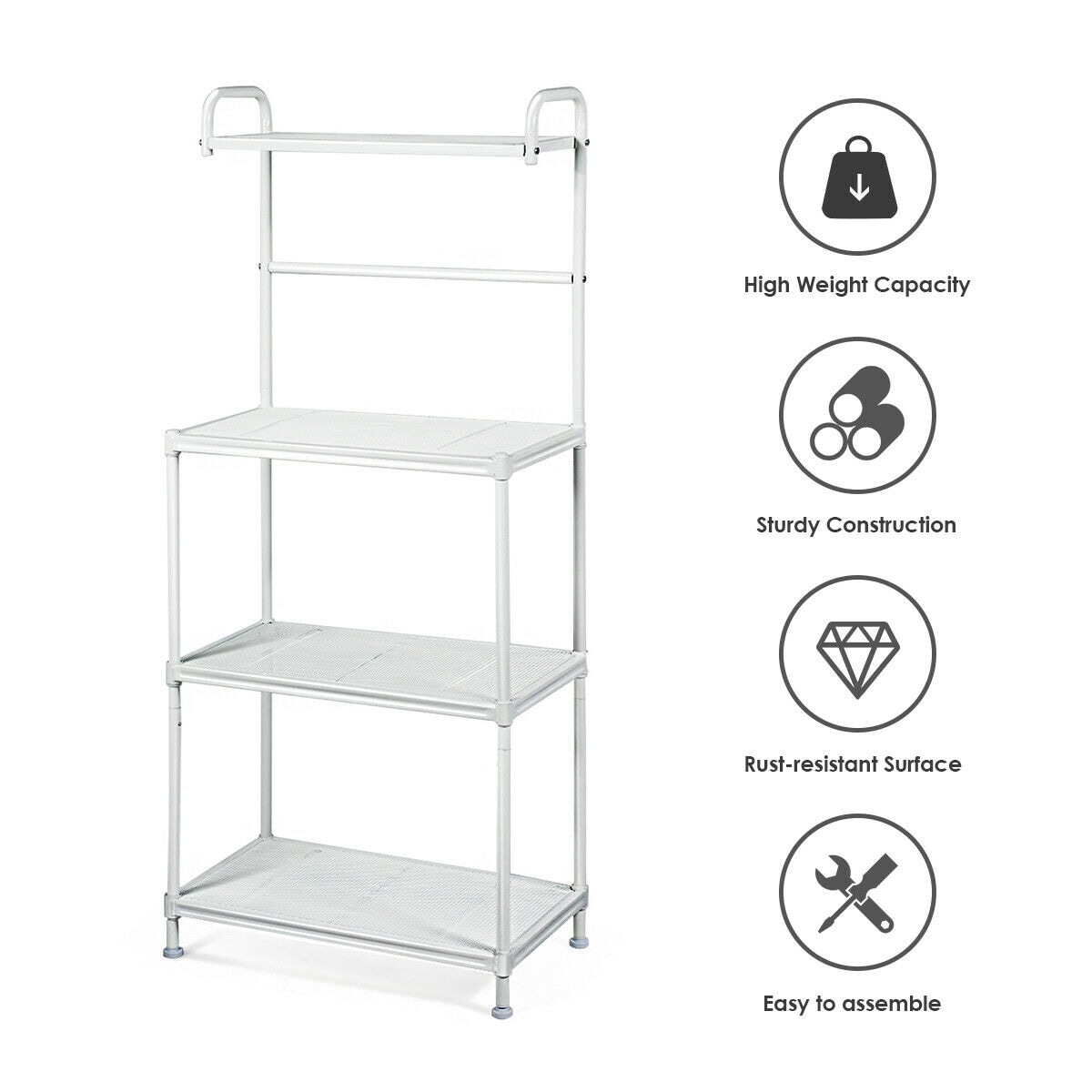 GZMR Contemporary/Modern White Metal Bakers Rack In The Dining ...