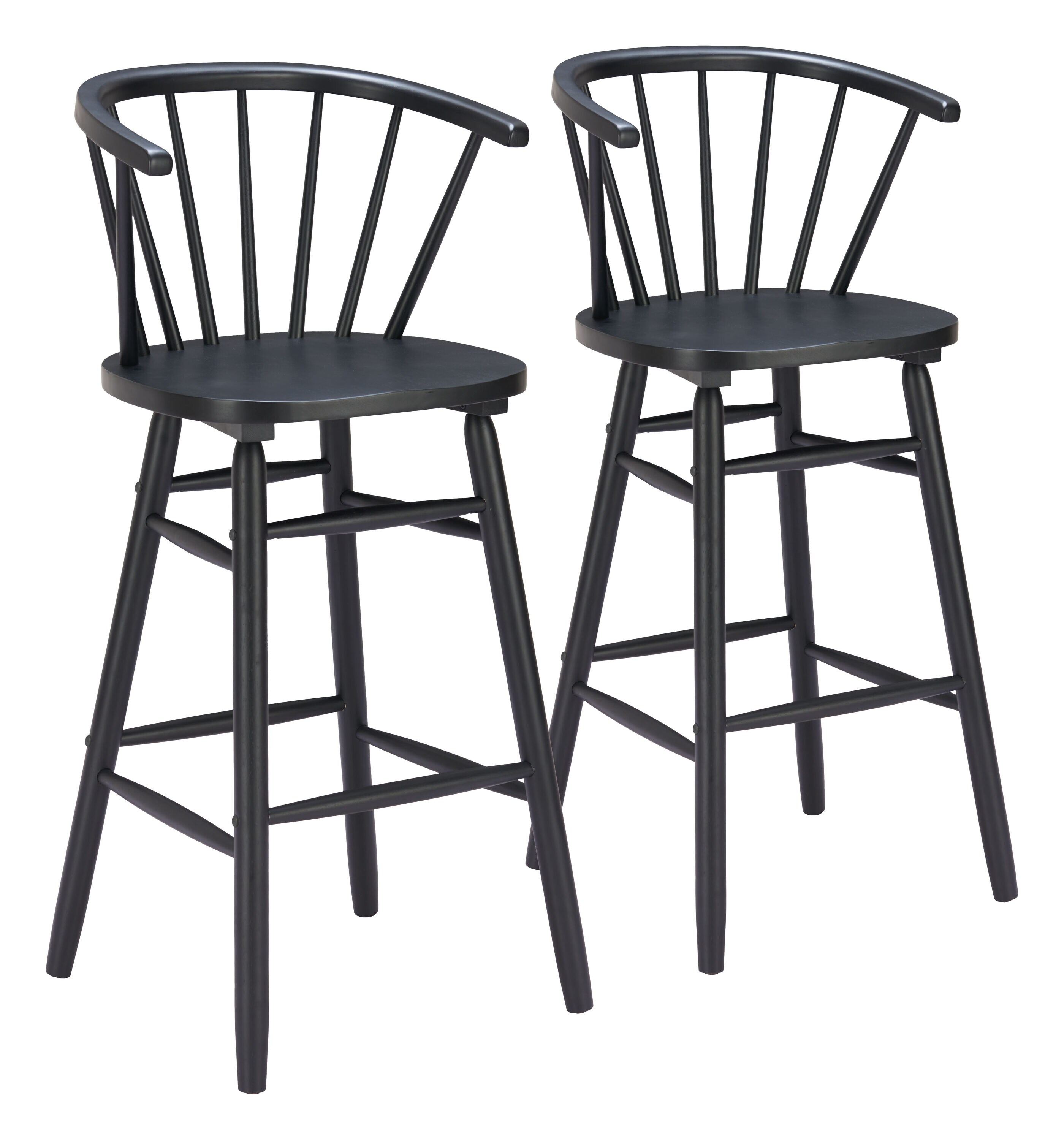 Zuo Modern 110524 Set of 2 Stenger Barstool Modern Rubberwood