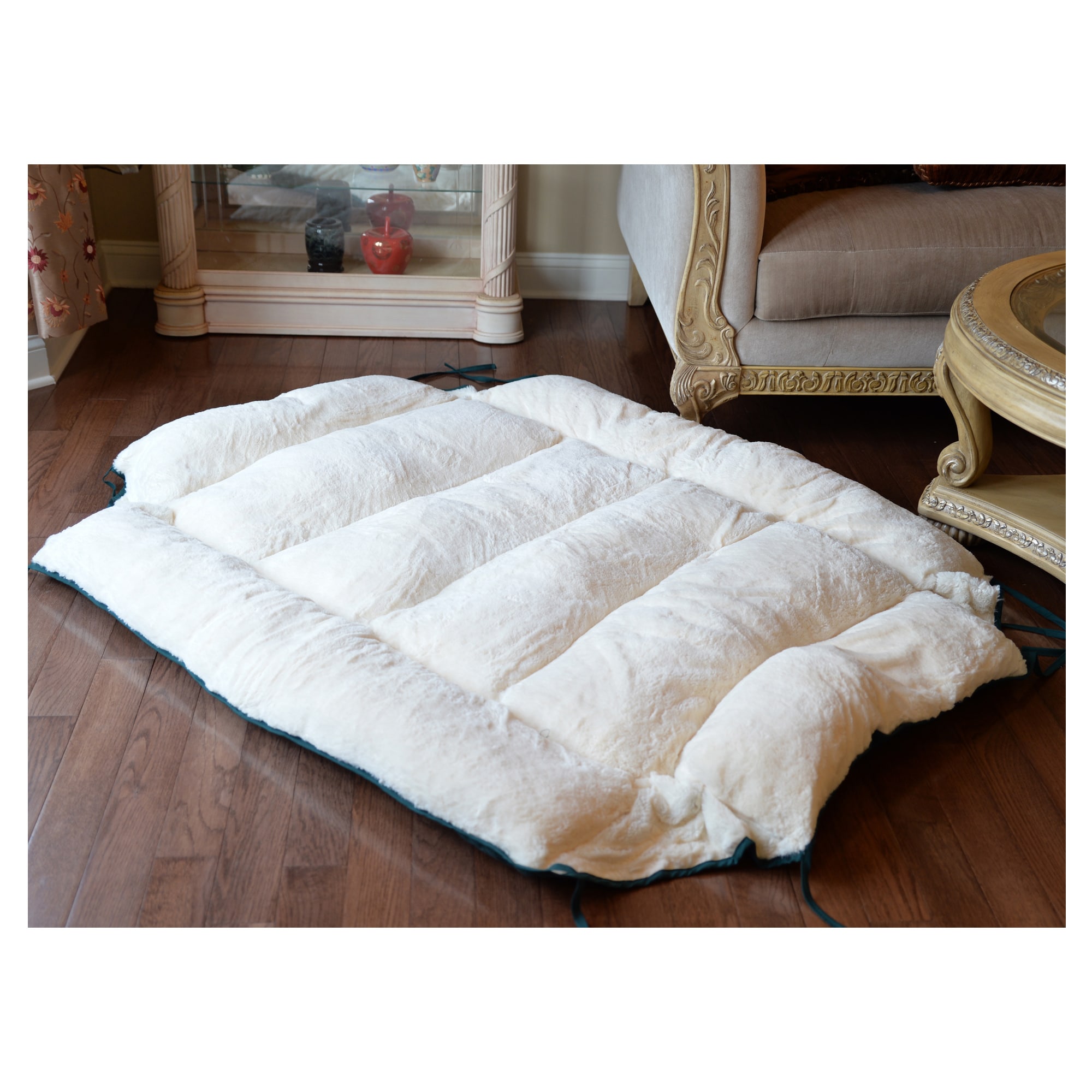 Large Green and Ivory Waterproof Elevated Pet Bed