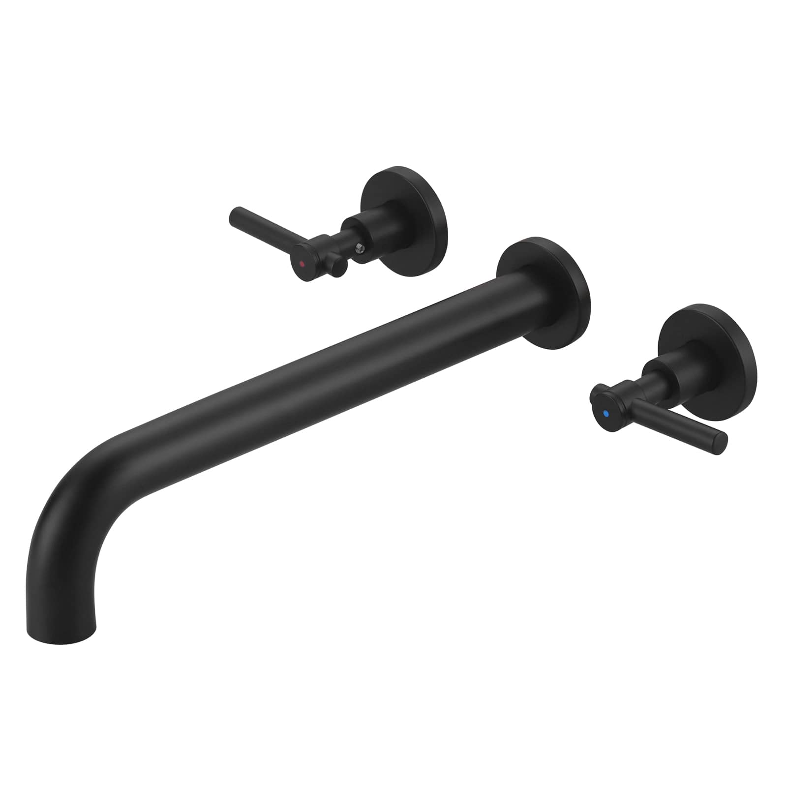 ALEASHA Double-Handle 8-inch Widespread Wall Mount Roman Tub Faucet with 12-inch Long Spout in Matte Black