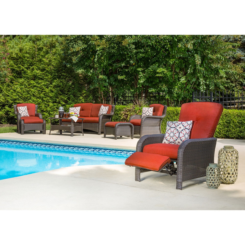 Strathmere Crimson Red Wicker and Steel Outdoor Recliner