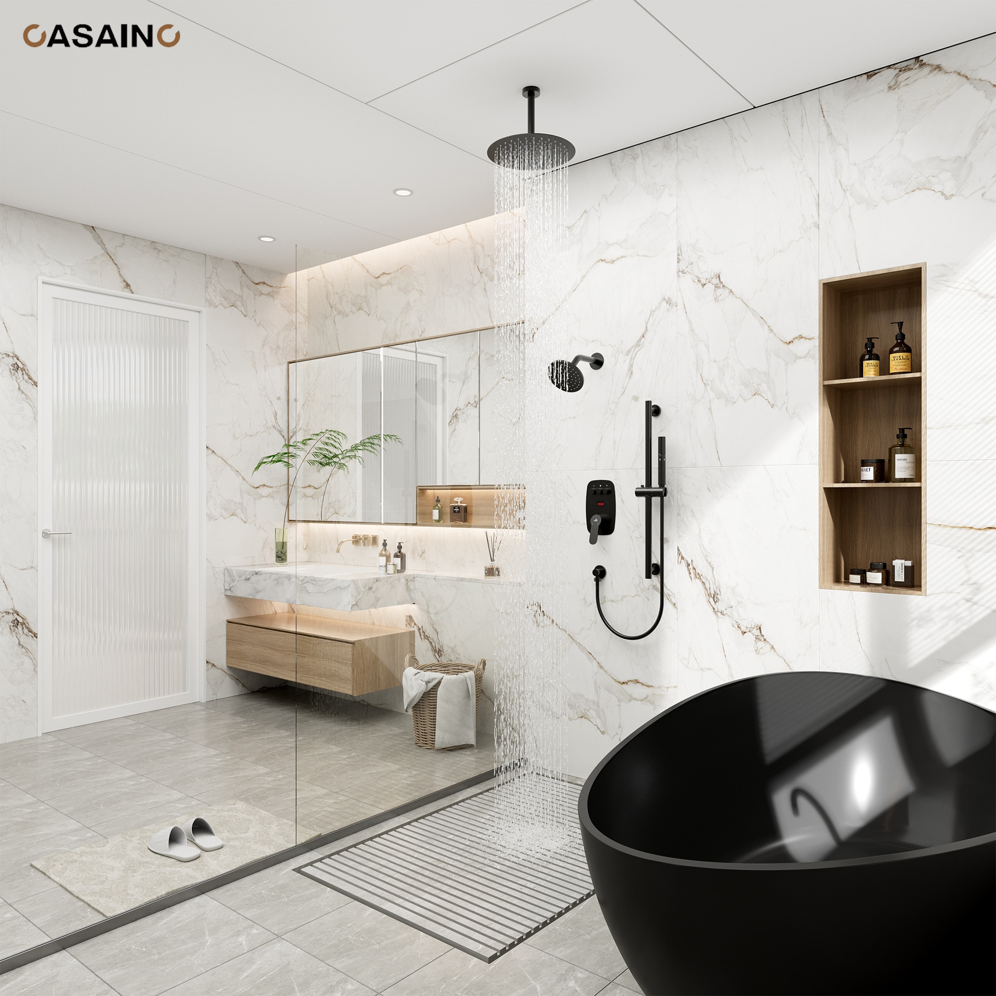 CASAINC BR01008SX12MB Showerhead-Bar-Panels - View #2