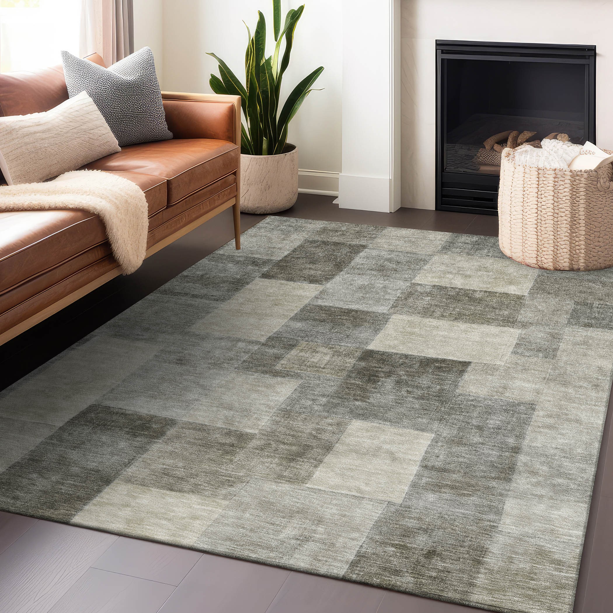 Addison Rugs ACN1263TP30X46 Chantille ACN1263TP 2 x 3 (ft) Polyester Taupe Rectangular Indoor/Outdoor Geometric Machine washable Area rug