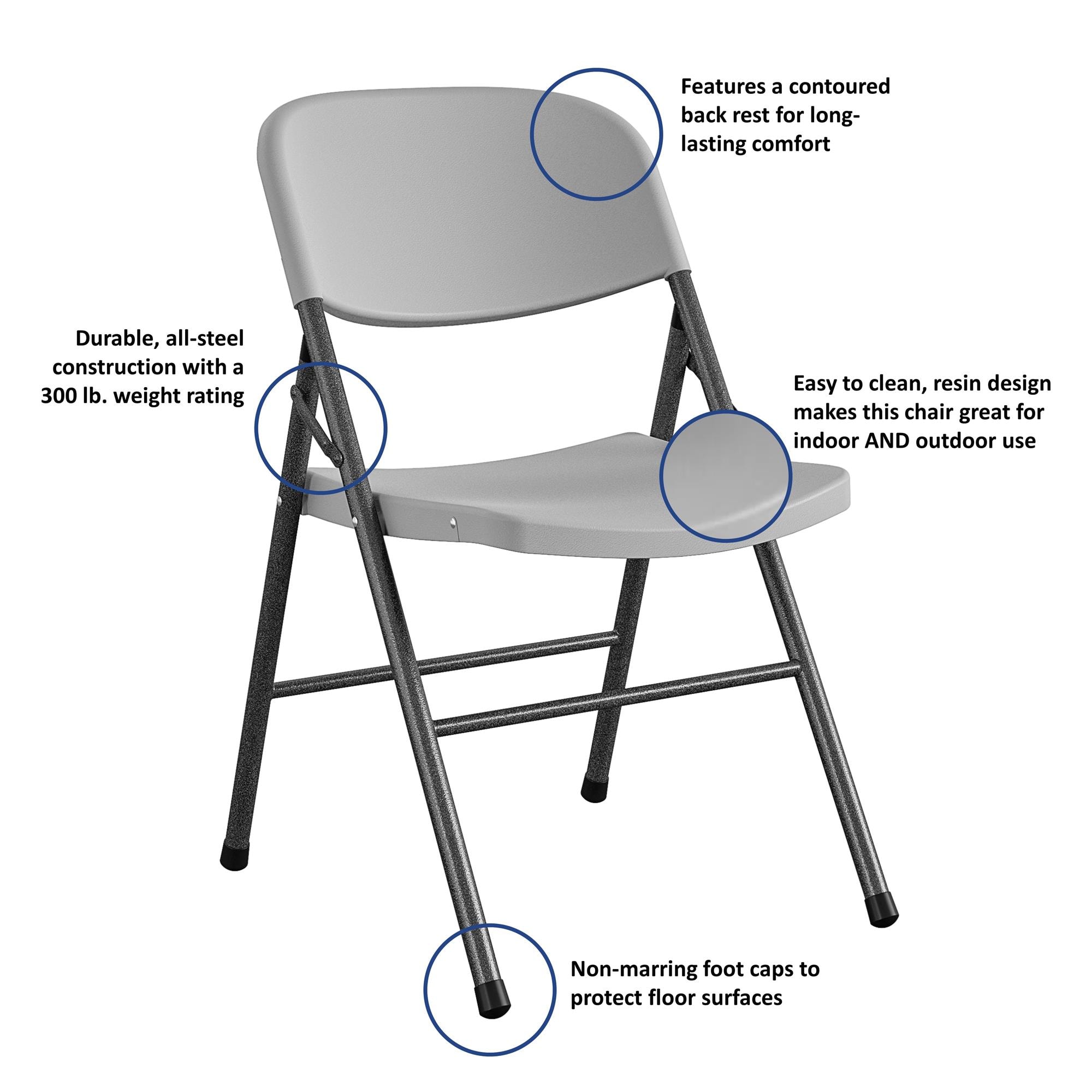 Cosco Gray Commercial Standard Folding Chair with Solid Seat (Indoor or  Outdoor) in the Folding Chairs department at