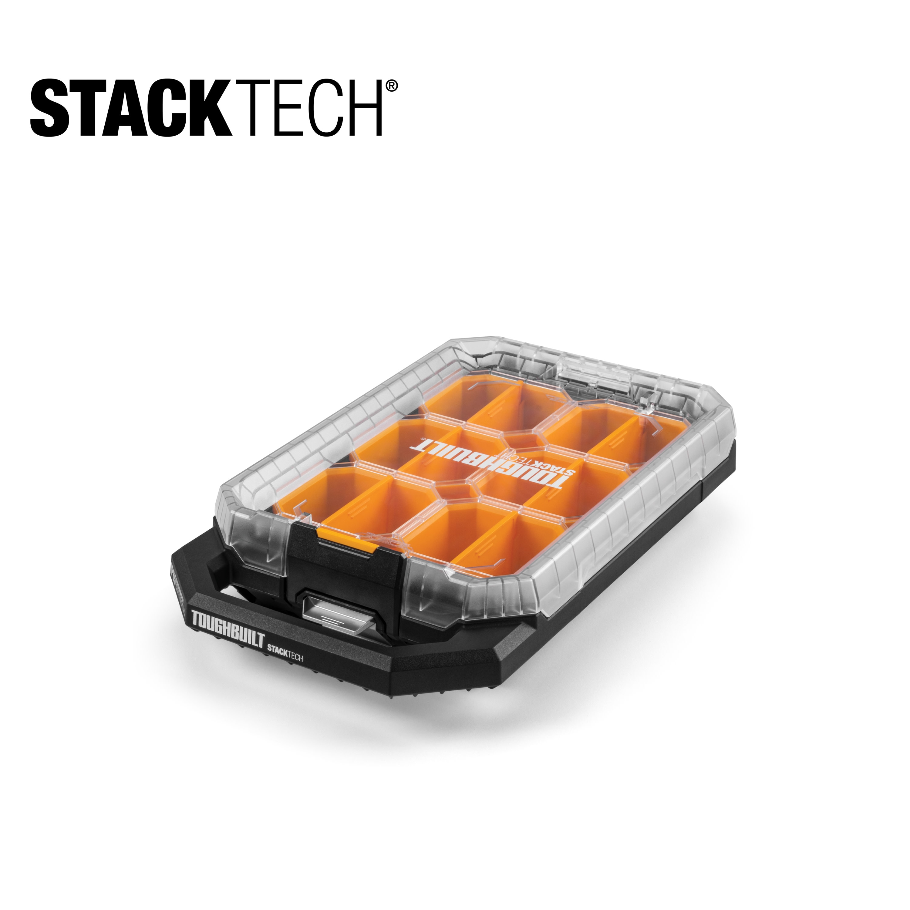 TOUGHBUILT TB-B1-O-10C STACKTECH Compact Low-Profile 12-Compartment Small Plastic Small Parts Organizer