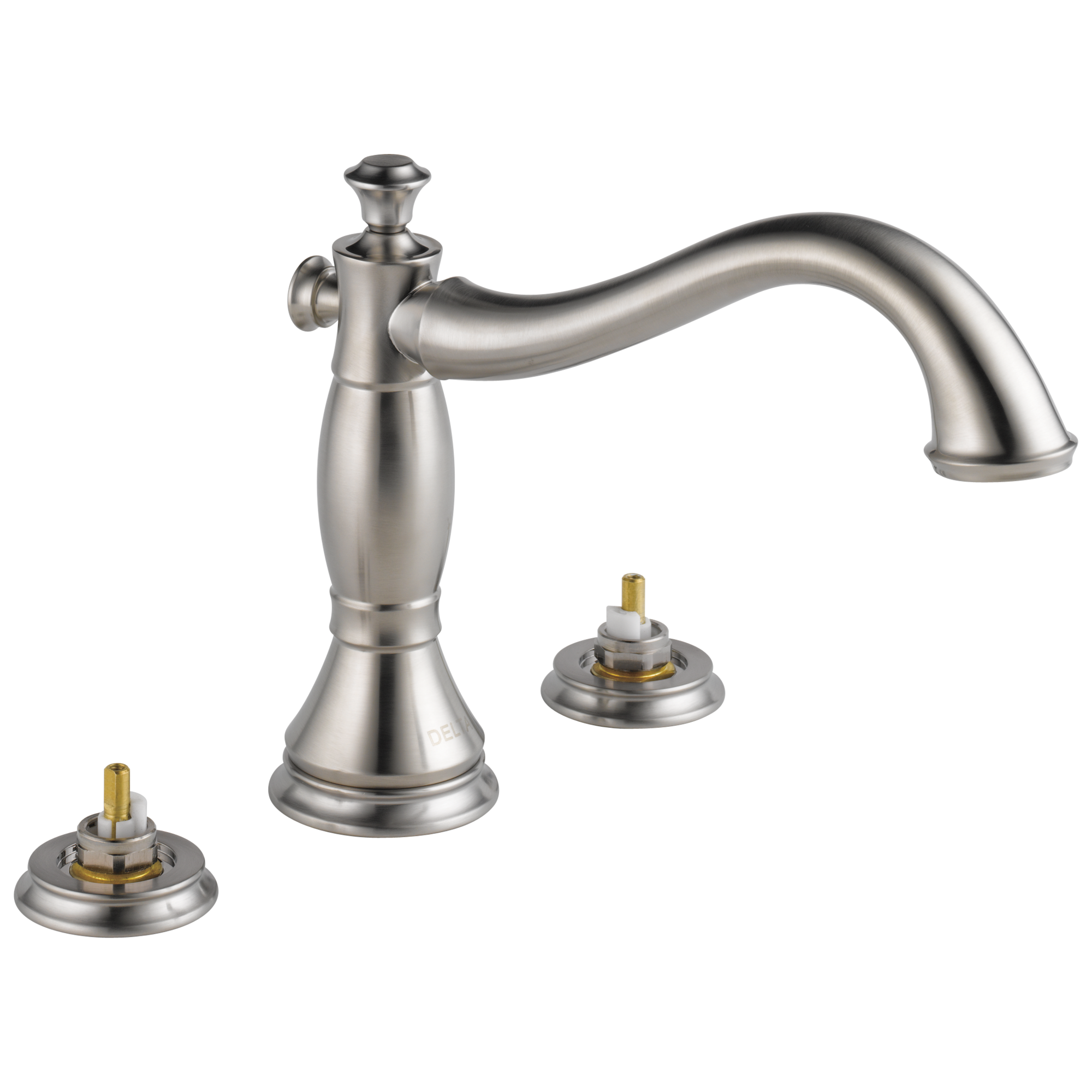 Delta T2797-SSLHP Cassidy Stainless 2-handle Deck-mount Roman High-arc Bathtub Faucet