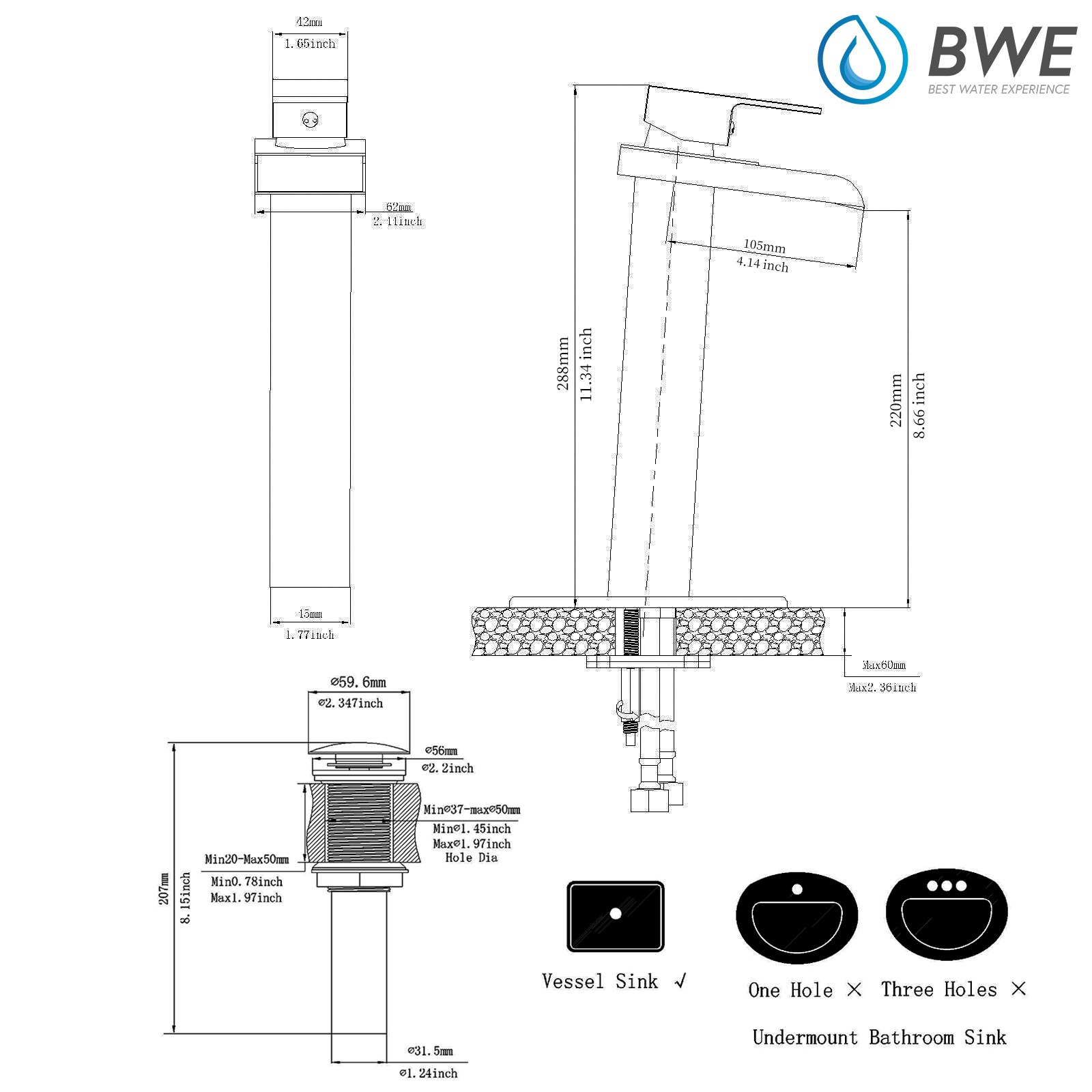 BWE A-96009H-BLACK Lavatory-Faucets - View #10
