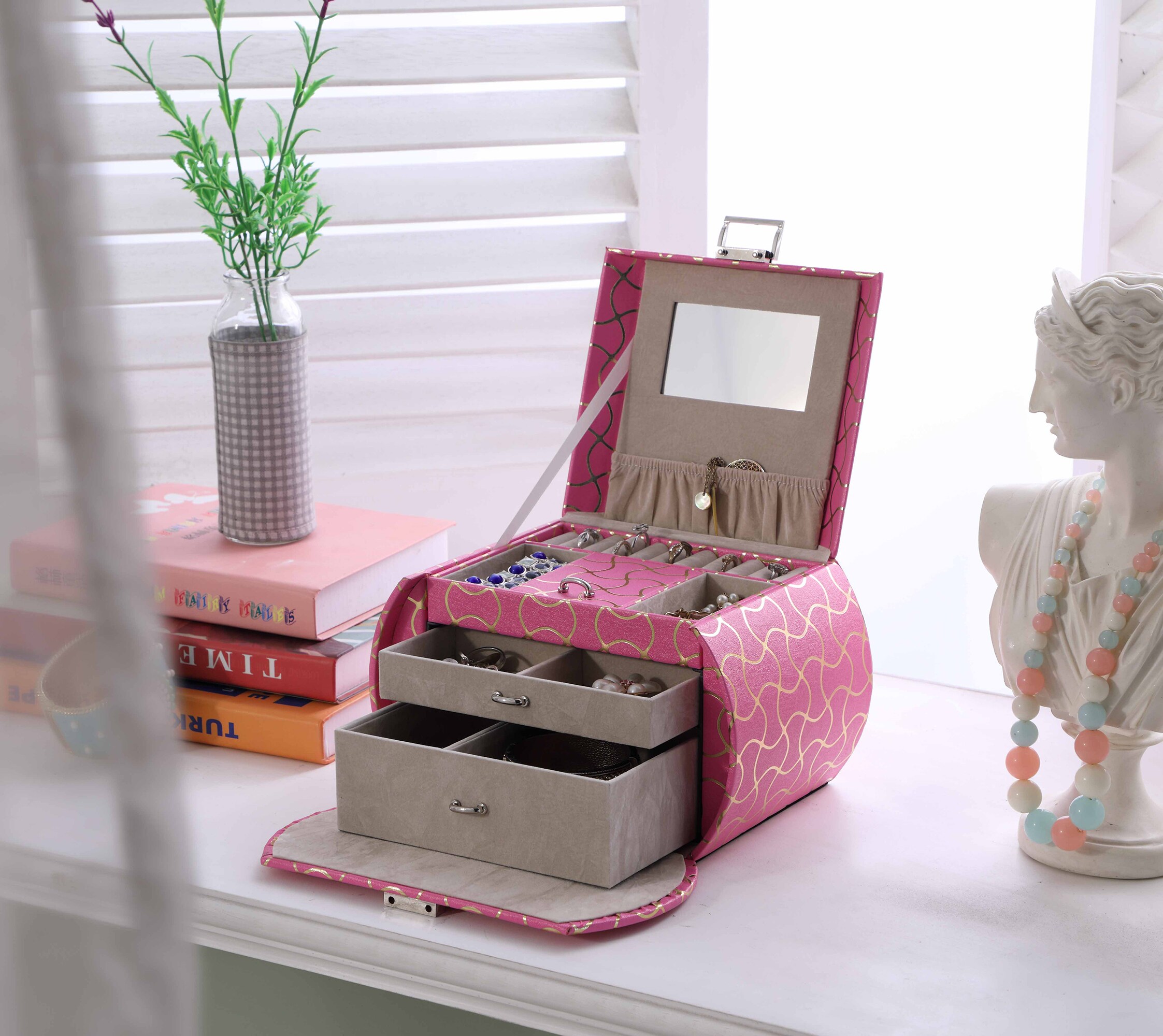 2022 New Fashion Pink Earring Storage Box - Hivory