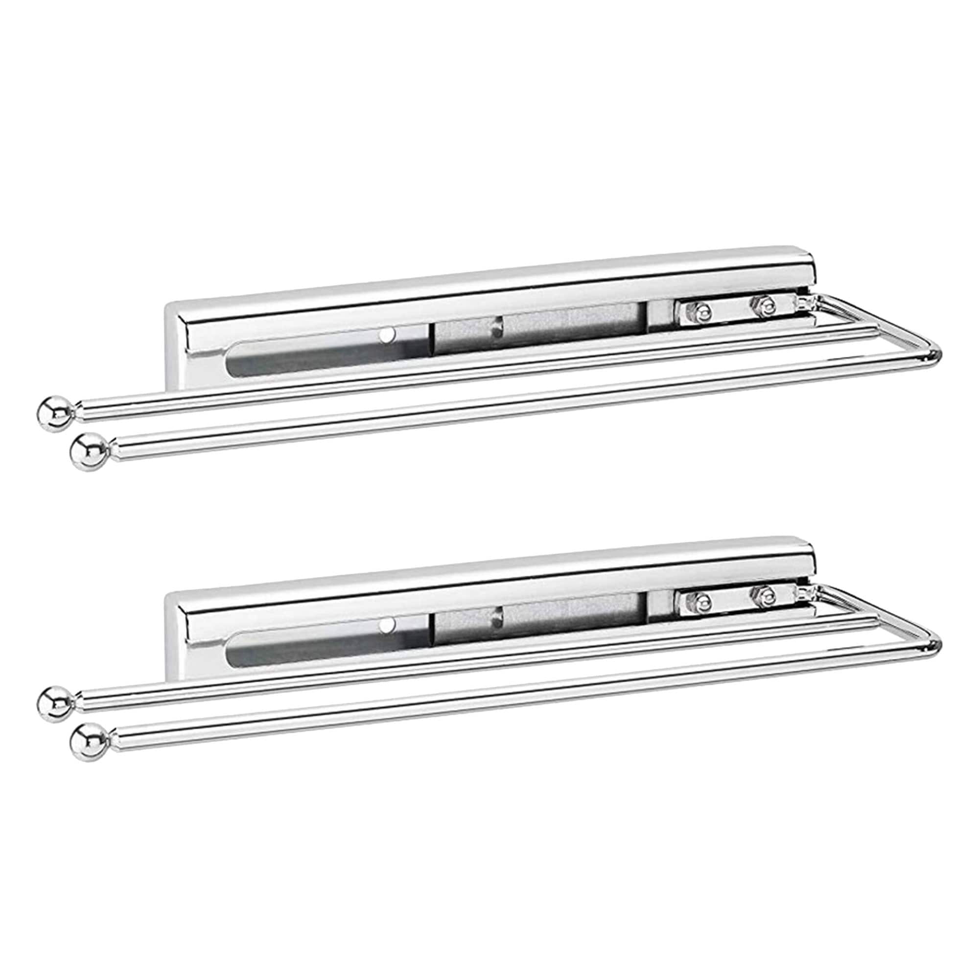 Rev-A-Shelf 403990 2 -Pack 4.06-Inches W x 1.5-Inches H x 12.88-Inches D Cabinet-mount Silver Metal Pull-out Towel holder