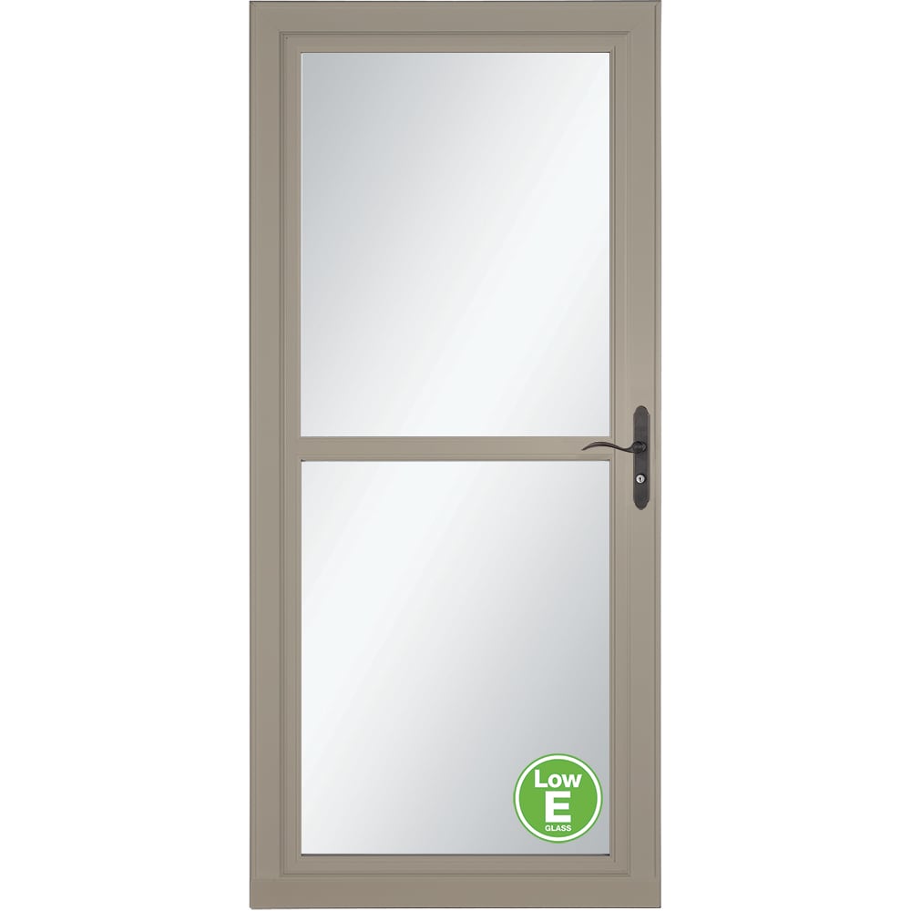 LARSON Tradewinds Selection Low-E 36-in x 81-in Sandstone Full-view Retractable Screen Aluminum Storm Door with Aged Bronze Handle in Brown -  14604092E57