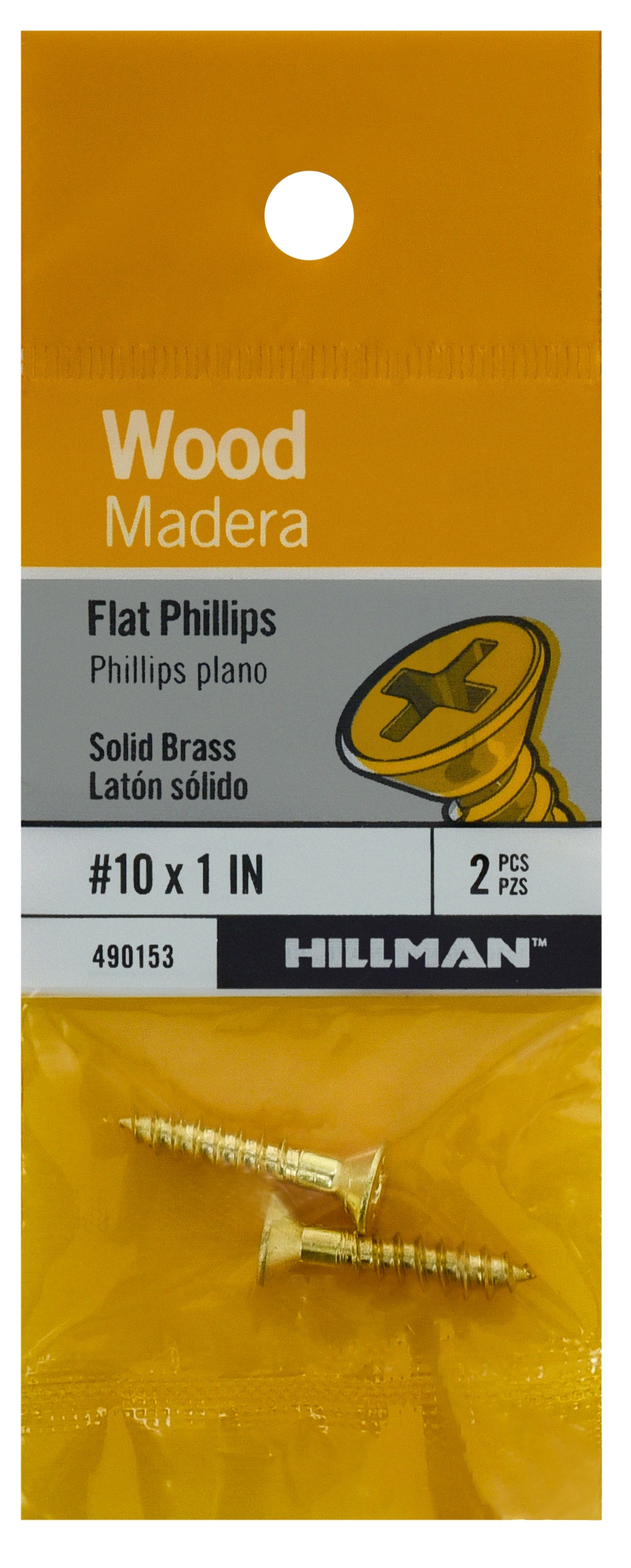 Hillman 490153 #10 x 1-in Brass Interior Wood screws ( 2 -Per Box )