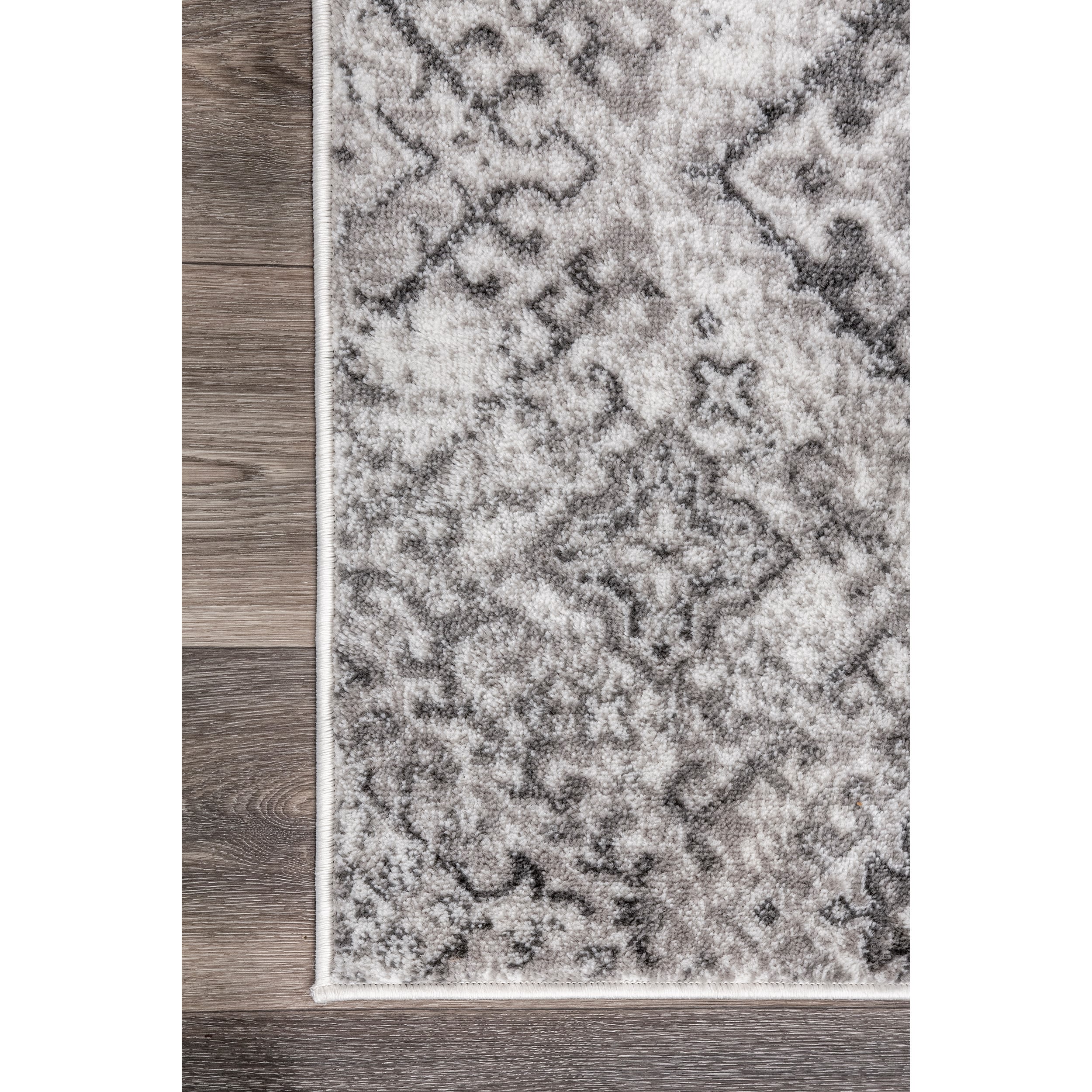 Gray Rectangular Synthetic Vintage Pattern Area Rug 3' x 5'