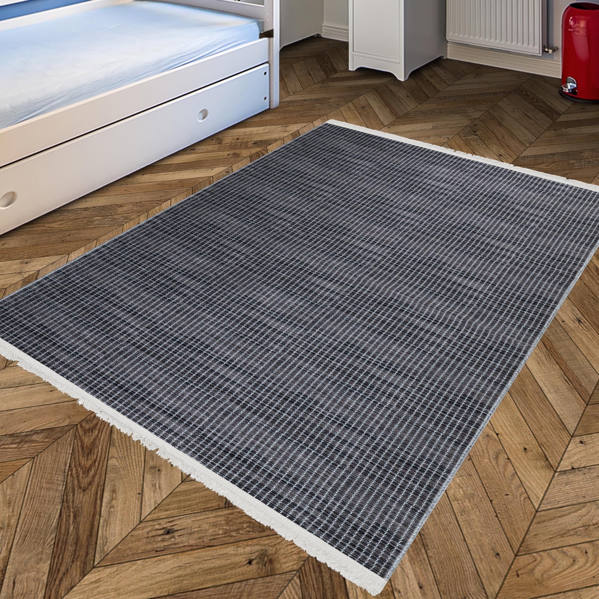 Ottomanson Loop Carpet Weather Resistant Scraper Doormat, Charcoal