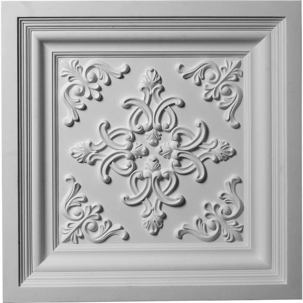 Ekena Millwork CT24X24KI 2-ft x 2-ft Kinsley Primed Urethane Drop Ceiling Tile (1-Pack, 4-sq ft / Case)