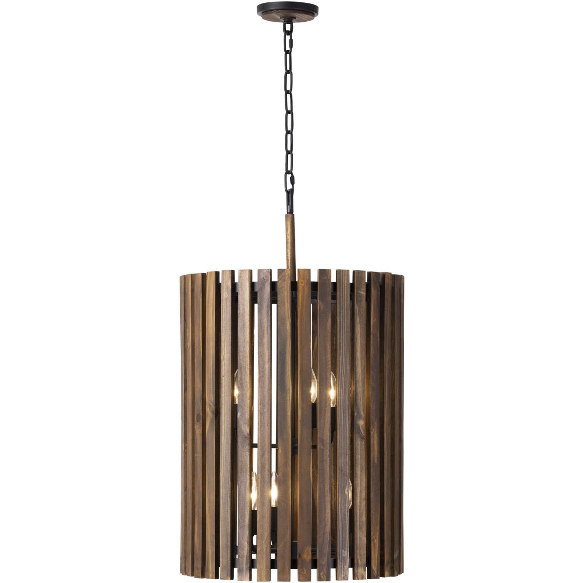 Varaluz  387F06MBW Suratto Foyer Pendant Matte Black and Medium Walnut