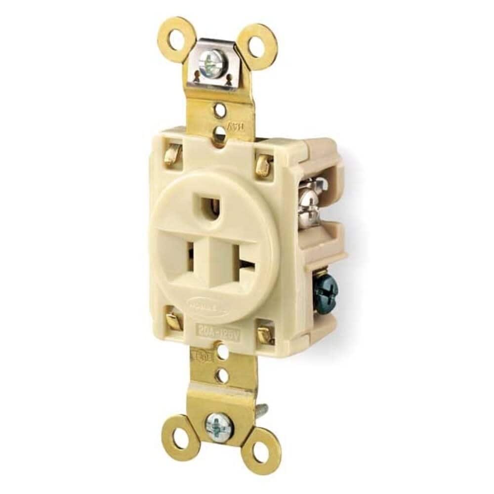 Hubbell Wiring Device-Kellems Straight Blade Receptacle 5-20R 20 A 125V AC 2 Pole 3 Wire Flush Mount Grounded #HBL5361I