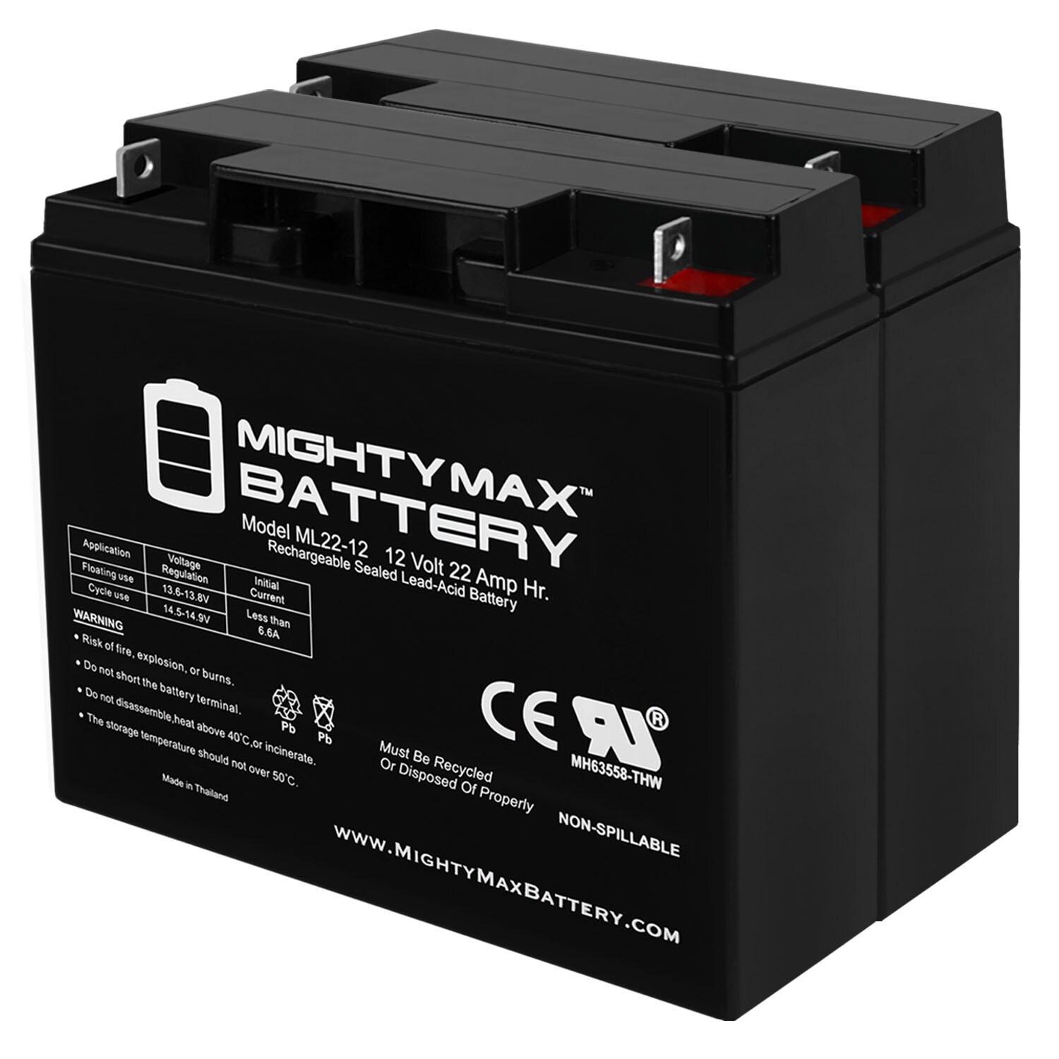 Mighty Max Battery 12V 22Ah UPS Replaces 20Ah Kung Long WP20-12 ...