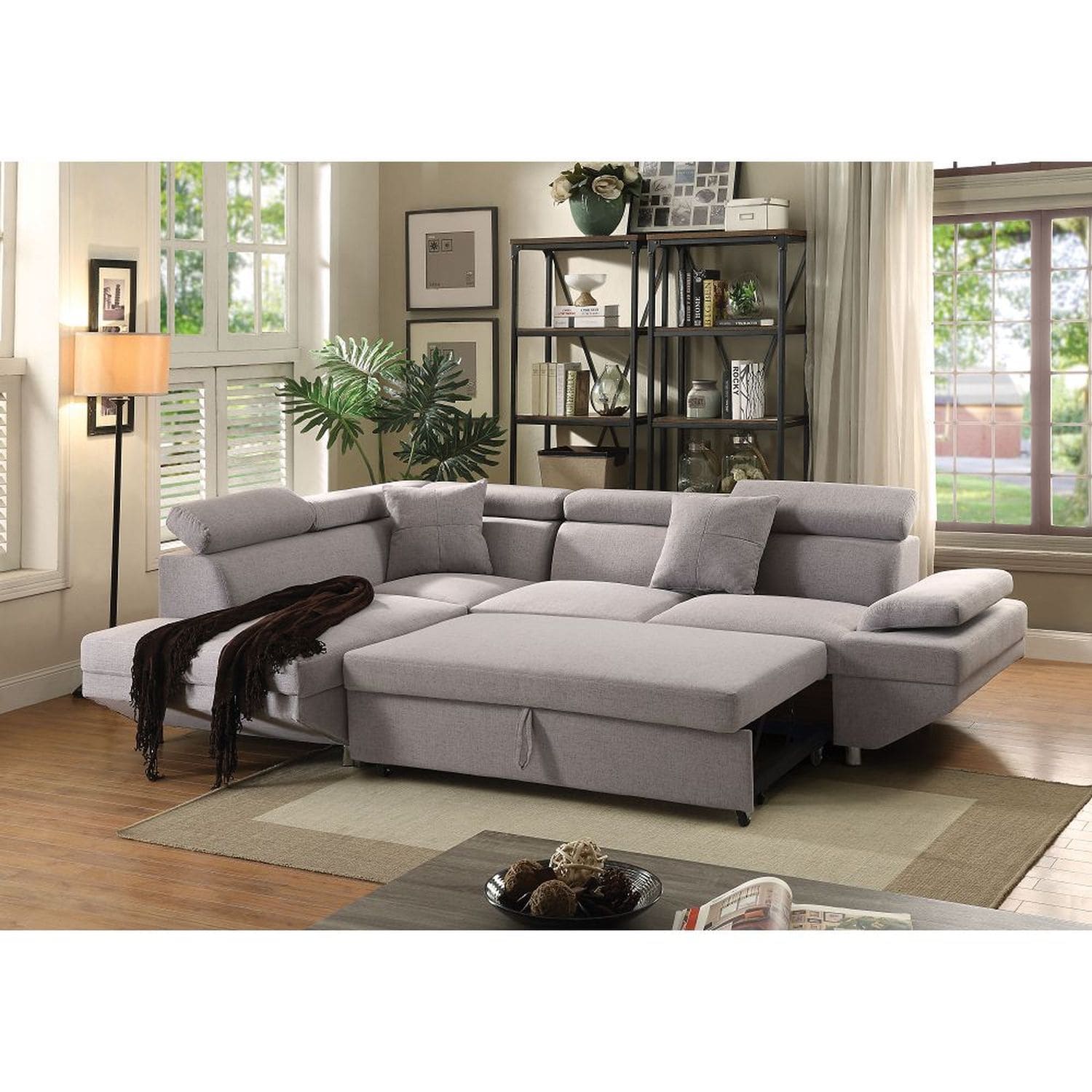 JASMODER 52990 75-in Modern Gray Polyester/Blend Sofa