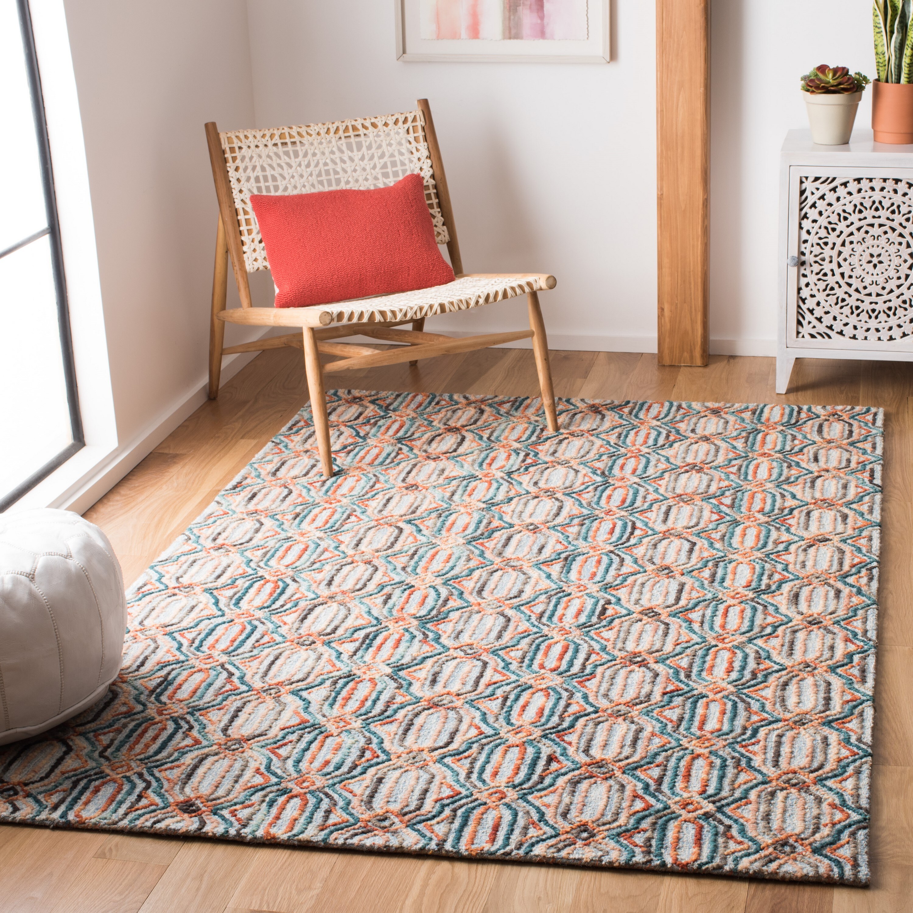 Safavieh TRC511M-4 Trace Snezana 4 x 6 (ft) Tufted Wool Light Blue/Blue Rectangular Indoor Abstract Bohemian/Eclectic Area rug