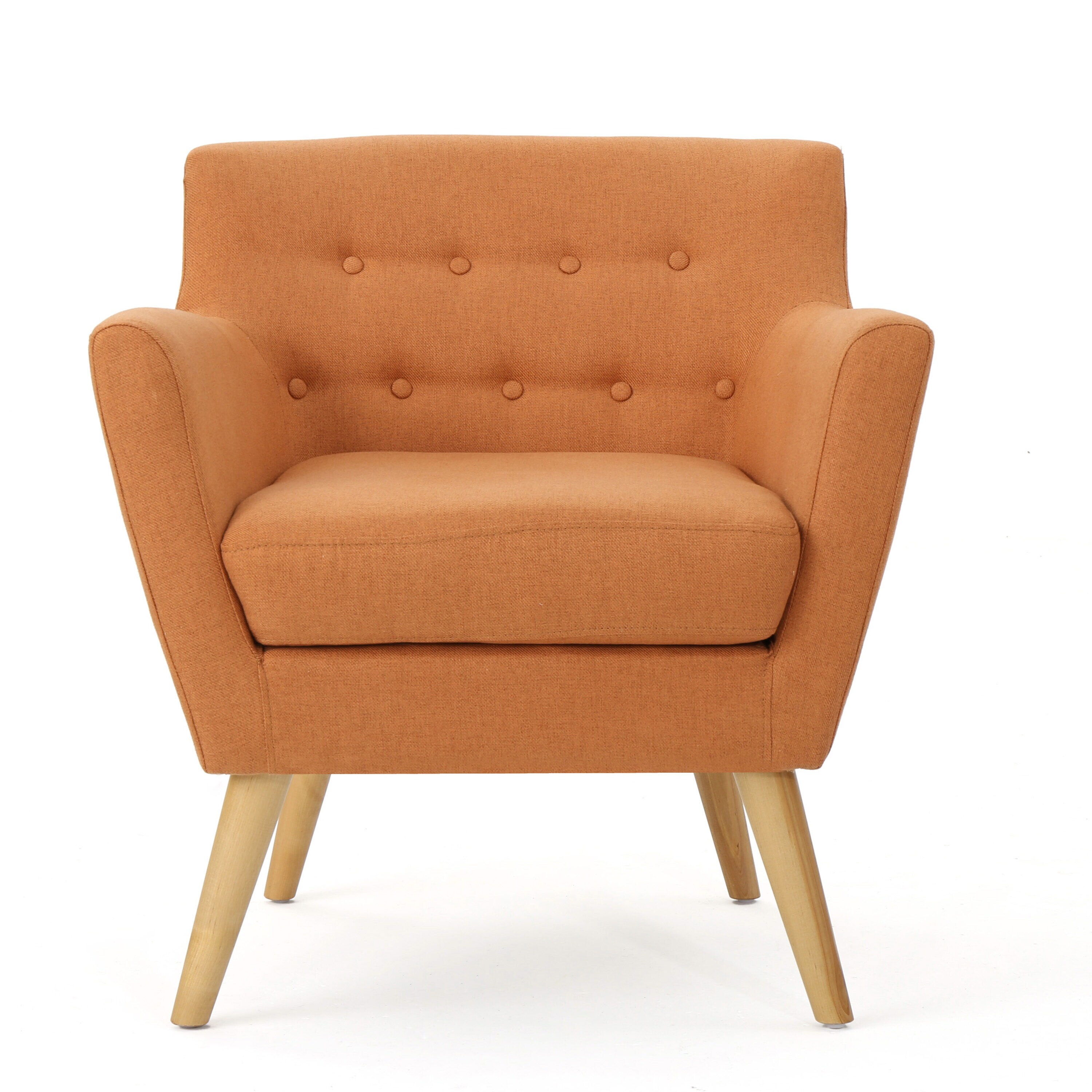 Meena Midcentury Orange/Natural Accent Chair Polyester | - Best Selling Home Decor 301450