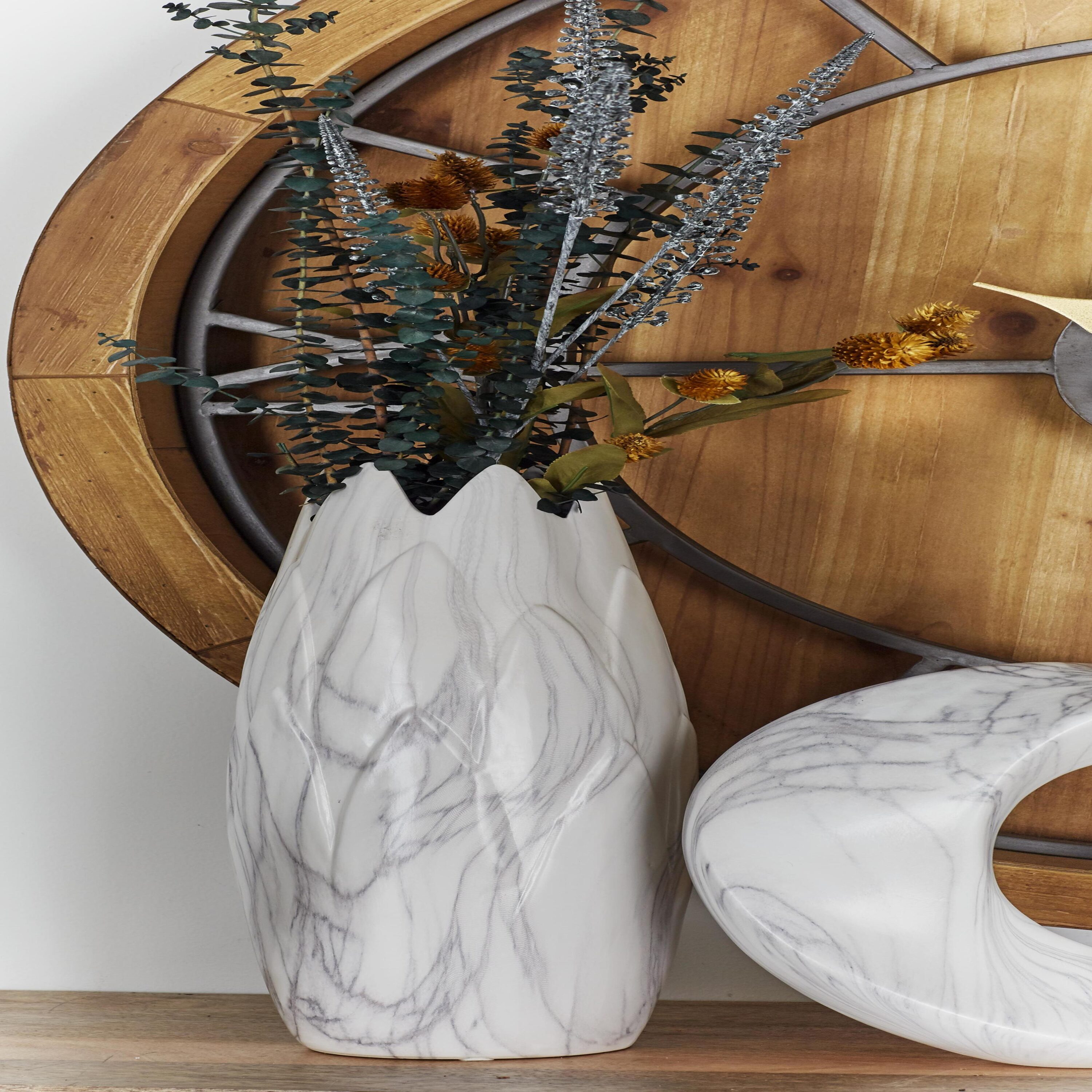 Grayson Lane 59765 White Stone Modern Vase