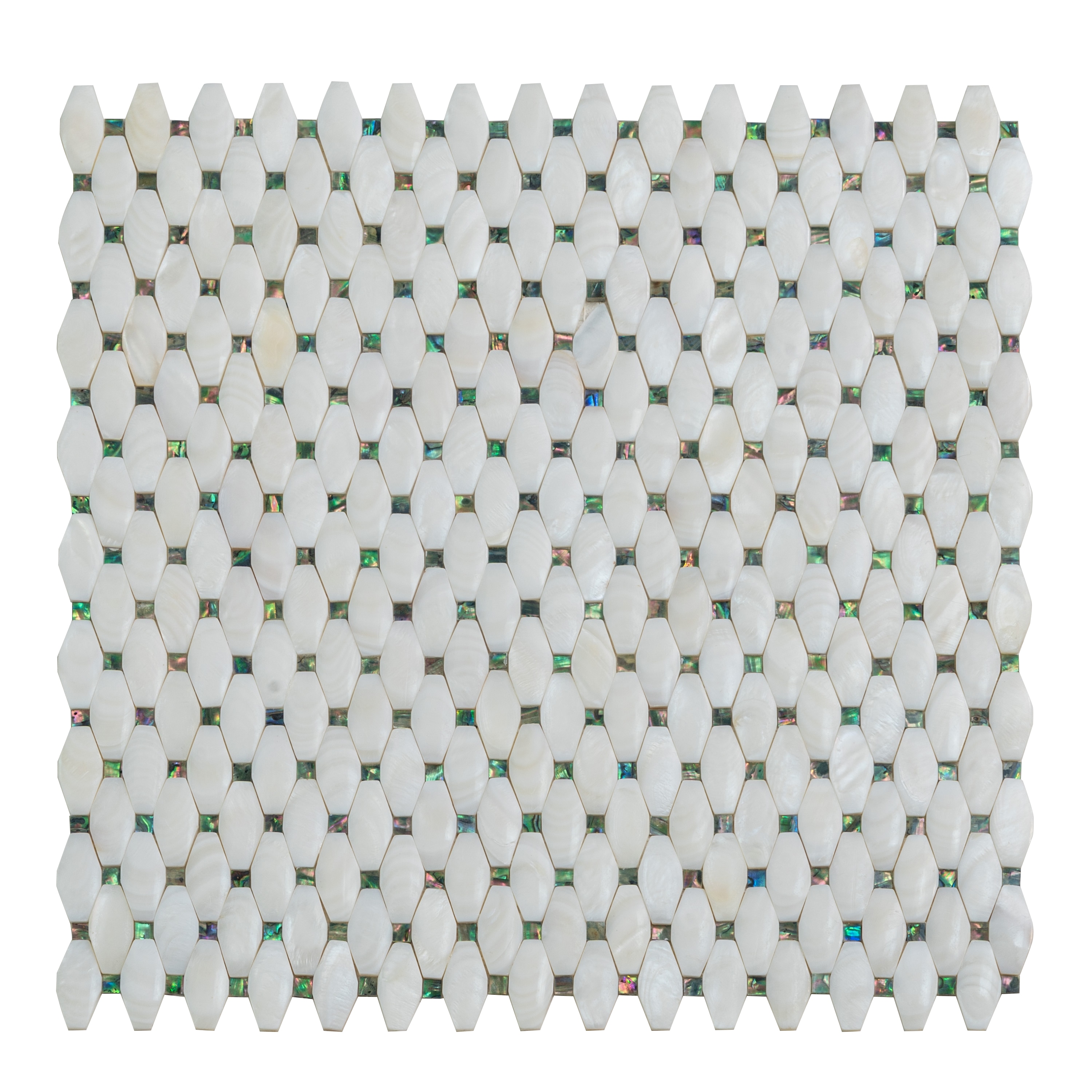 Apollo Tile Jewelicious Pearl White Natural Shell 11-in x 11-in Polished Natural Shell Herringbone Patterned Wall Tile (16.49-sq. ft/ Carton)