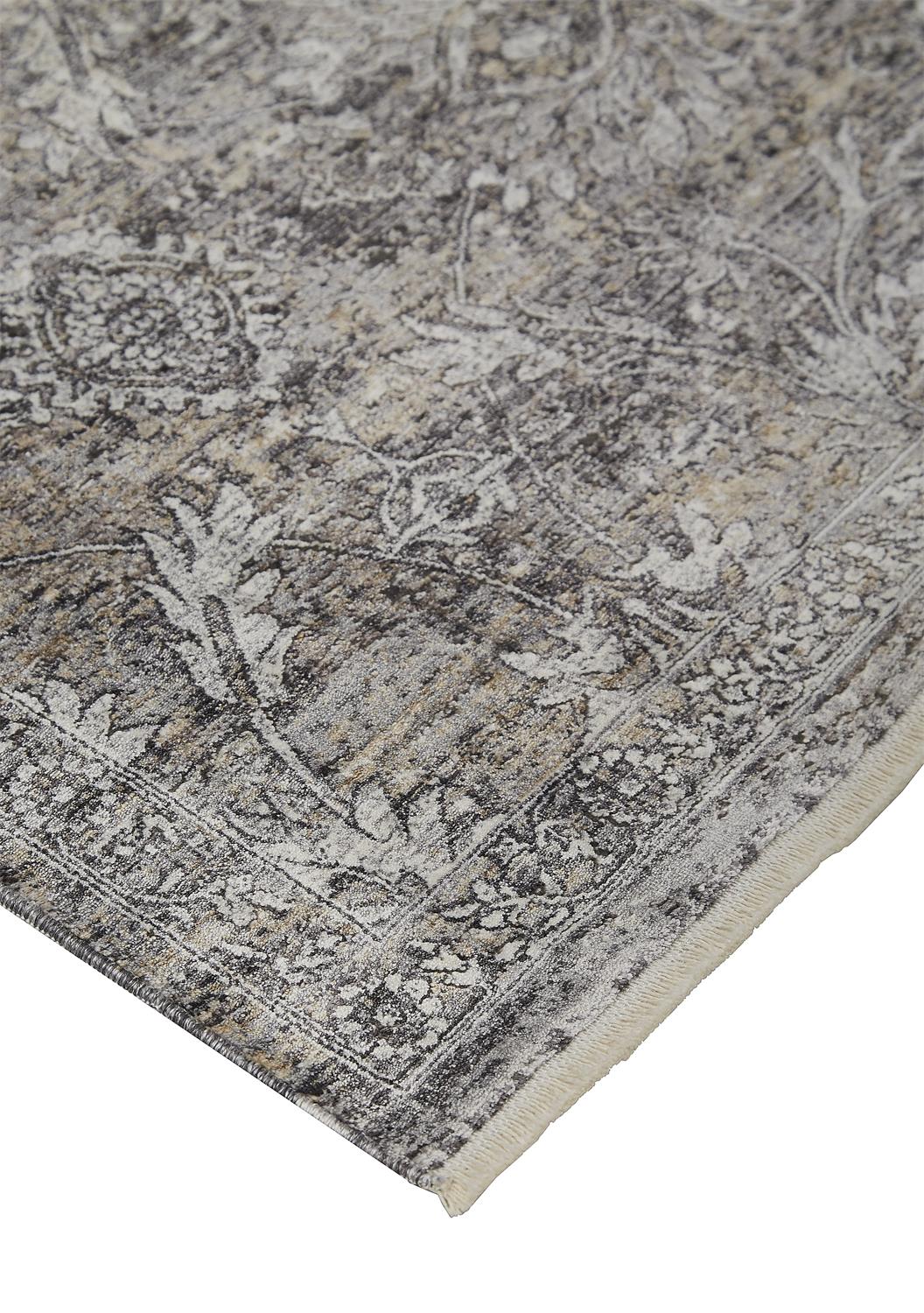 Room Envy Melmas 3 X 8 (ft) Viscose Stone Gray/Pewter Gray Indoor Paisley  Vintage Runner Rug in the Rugs department at
