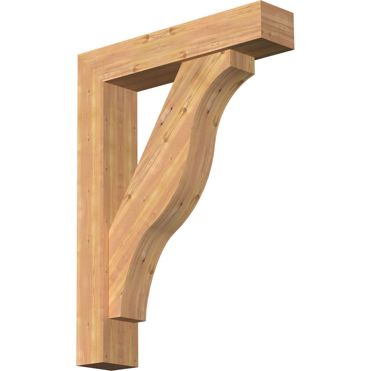 Ekena Millwork 1462398 Funston Block Smooth Bracket with Offset Brace 7-1/2-in x 36-in x 48-in Western red cedar Brown Wood Standard bracket