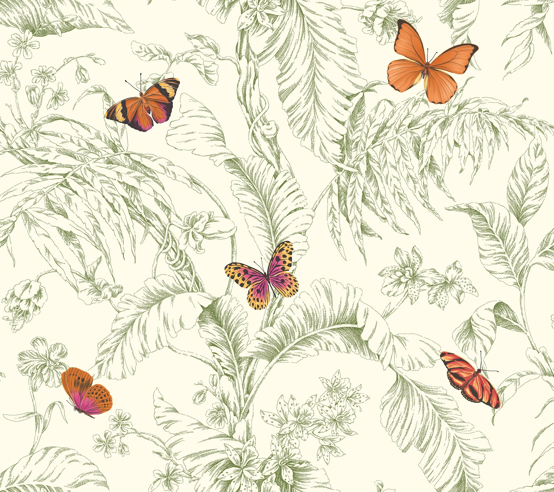 York Wallcoverings AF2027 Ashford Toiles 60.8-Sq. Feet Orange Non-woven Animals Prepasted Water Activated Paste Wallpaper