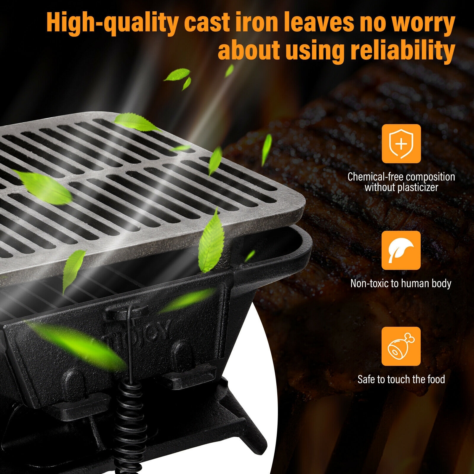 Mondawe Heavy Duty Cast Iron Tabletop BBQ Grill Stove for Camping