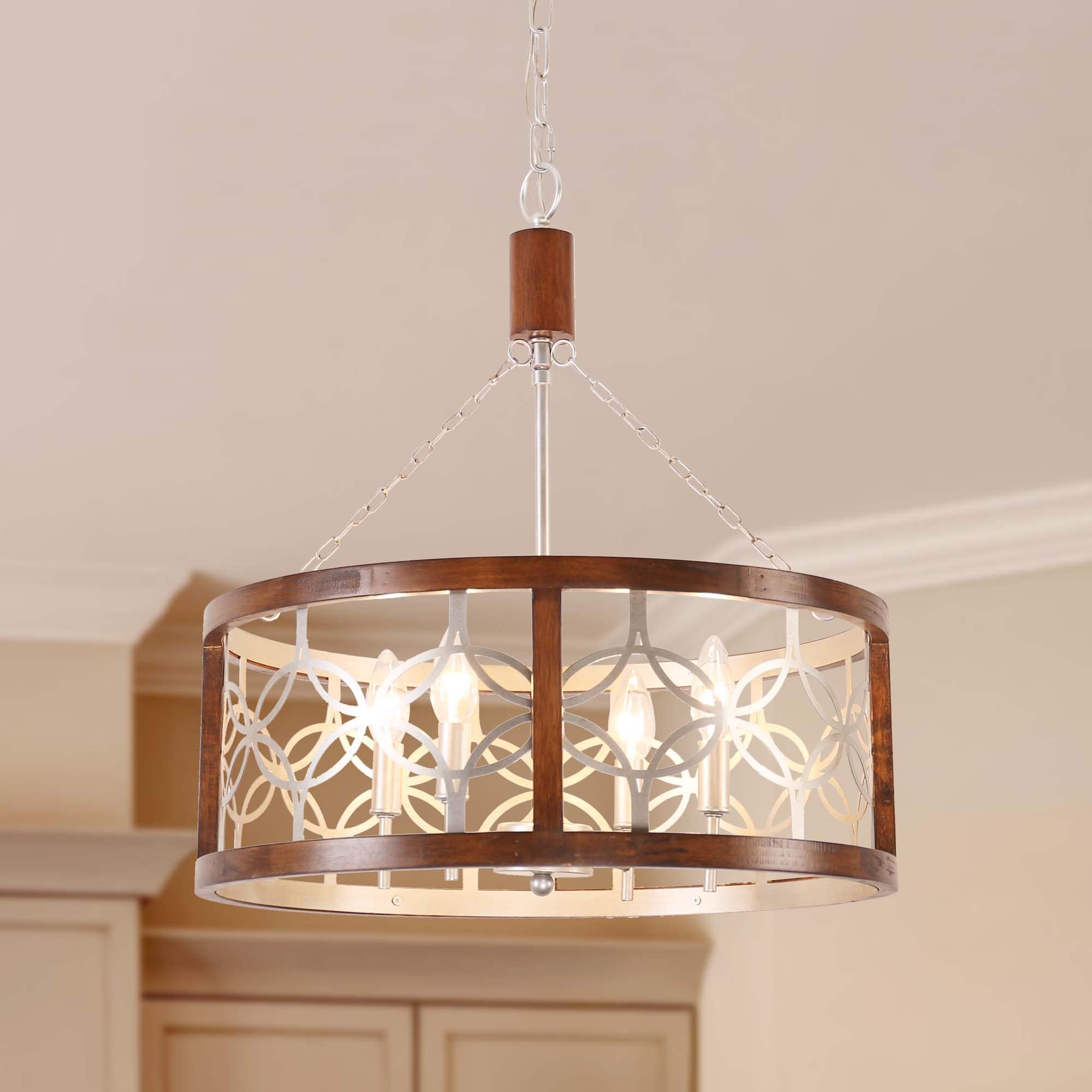 Bella Depot FC4058-4C Farmhouse 4 -Light Multiple colors/finishes French country/cottage Wood For Use in Bedrooms, Dining Rooms, Foyers, Kitchens, Living Rooms Chandelier