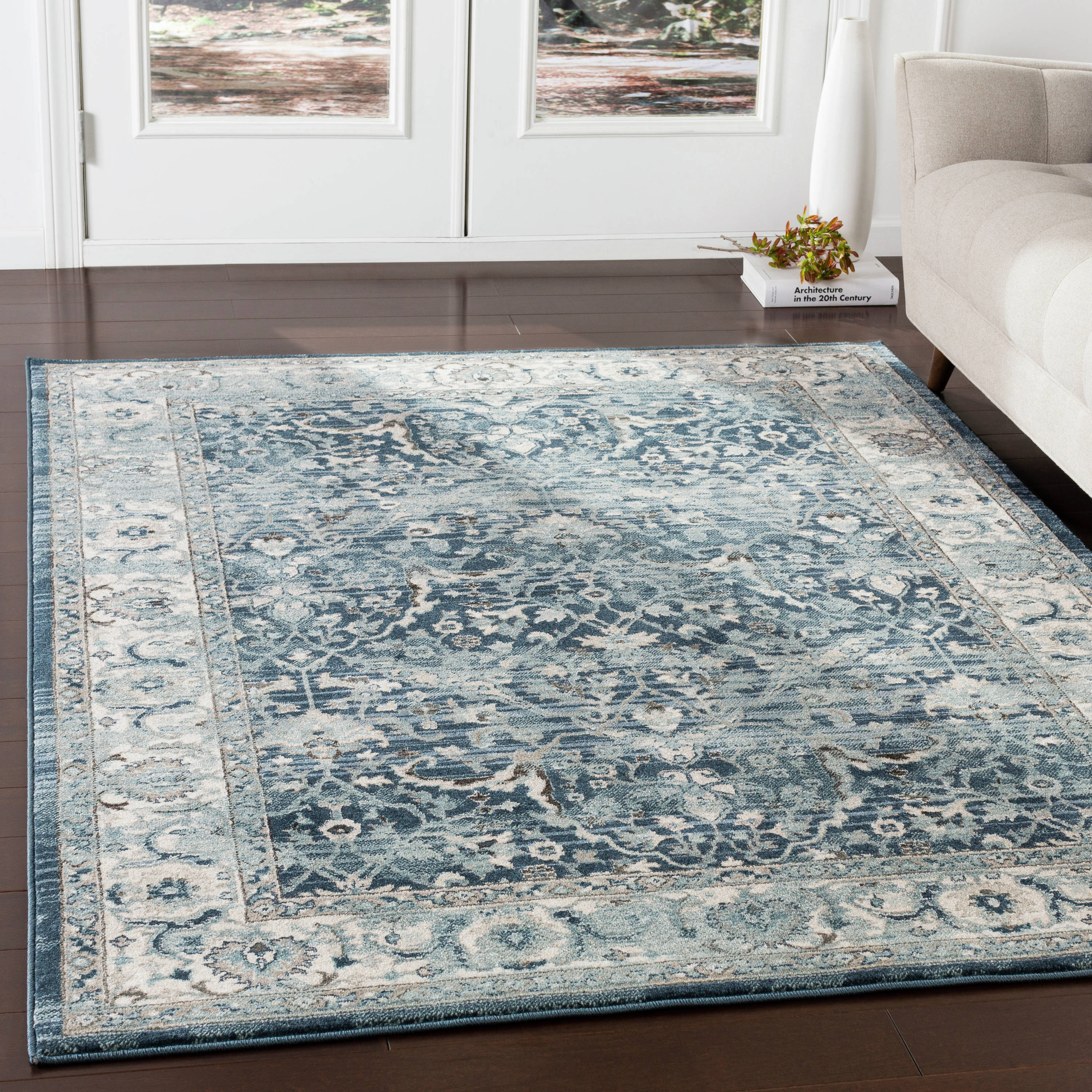 Livabliss MEP2306-26710 Mesopotamia 2 x 8 (ft) Polypropylene Navy Rectangular Indoor Medallion Oriental Runner rug